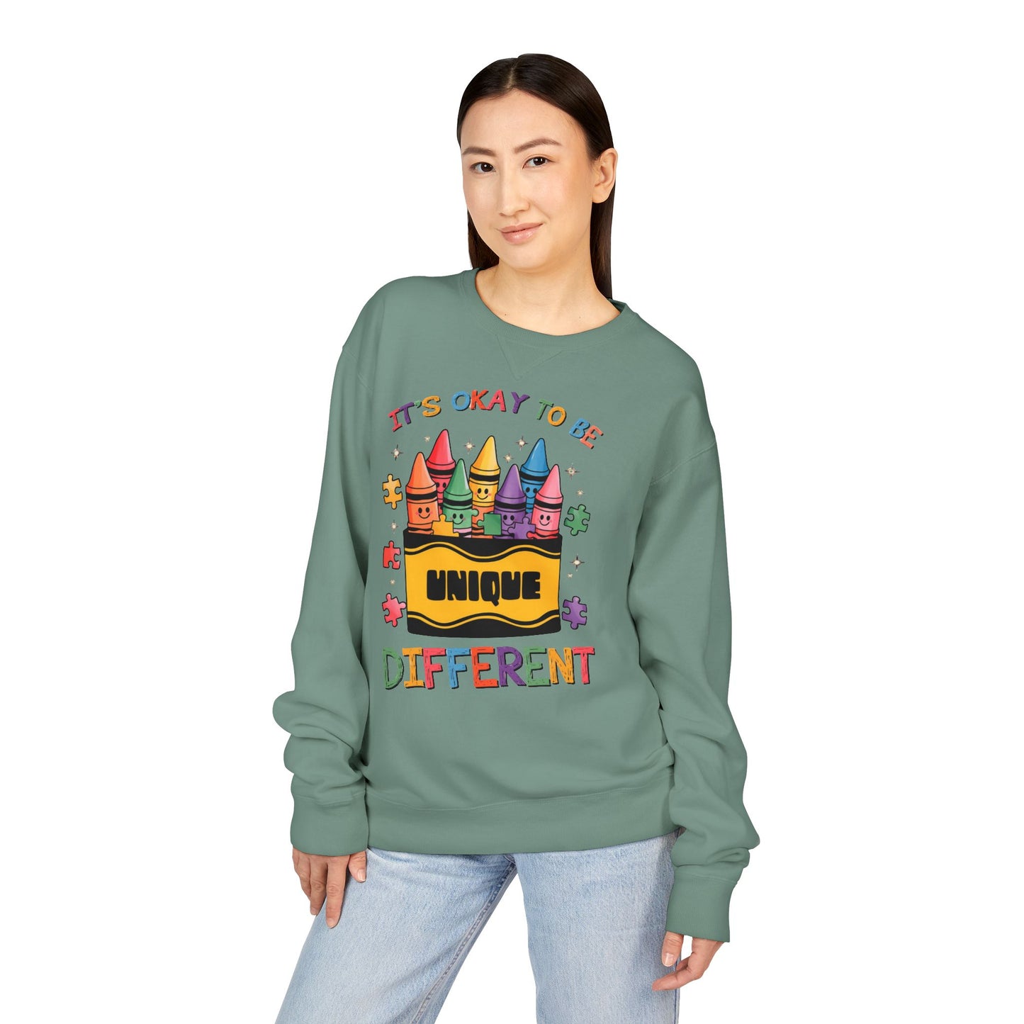 Autism Awareness & Pride Collection Unique & Different Crewneck Sweatshirt - Unisex ComfortWash®