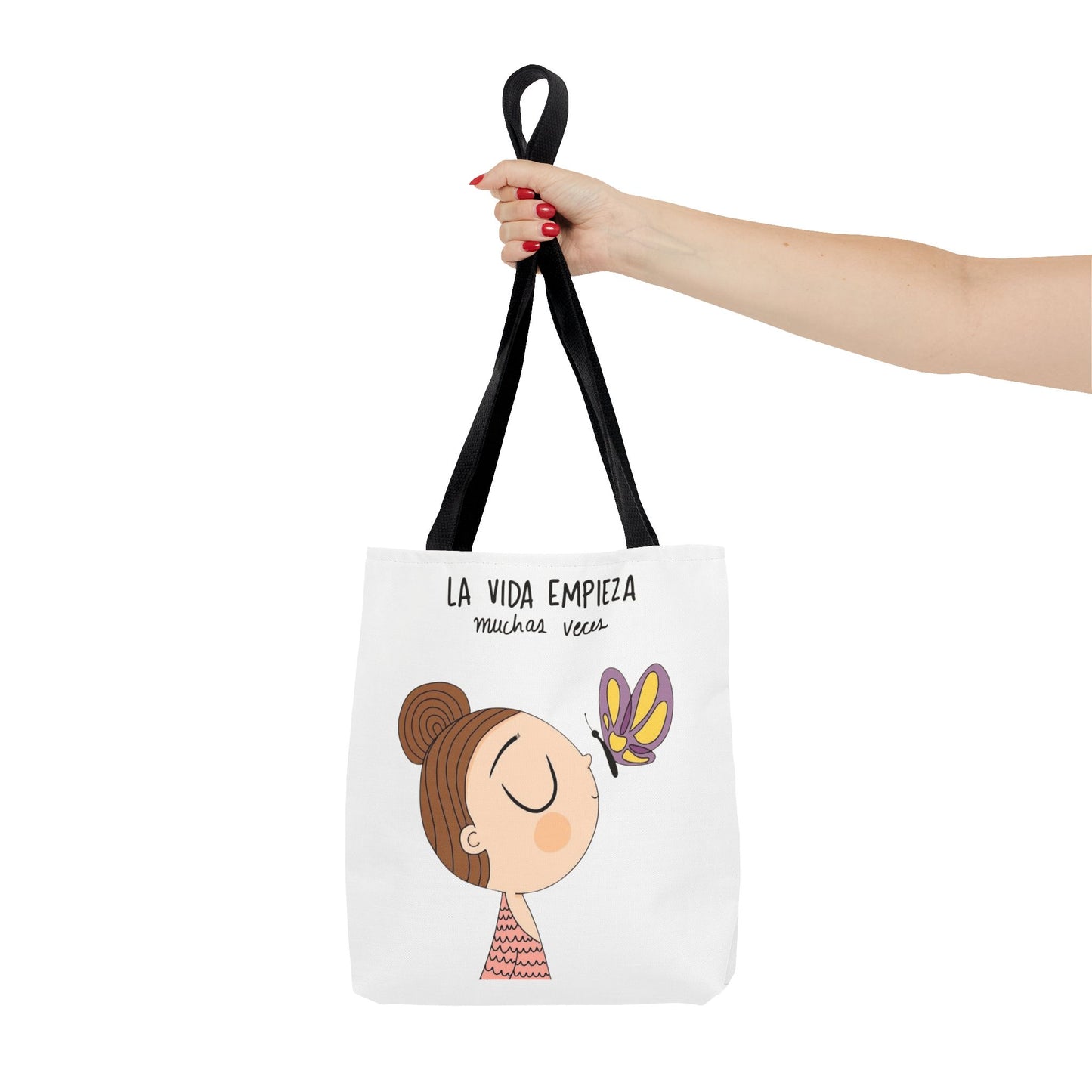 Lleva inspiración contigo a donde vayas, Eco-Friendly Carryall, Motivational Gift, Cute Reusable Shopper, Butterfly Design, Brighten Your Day