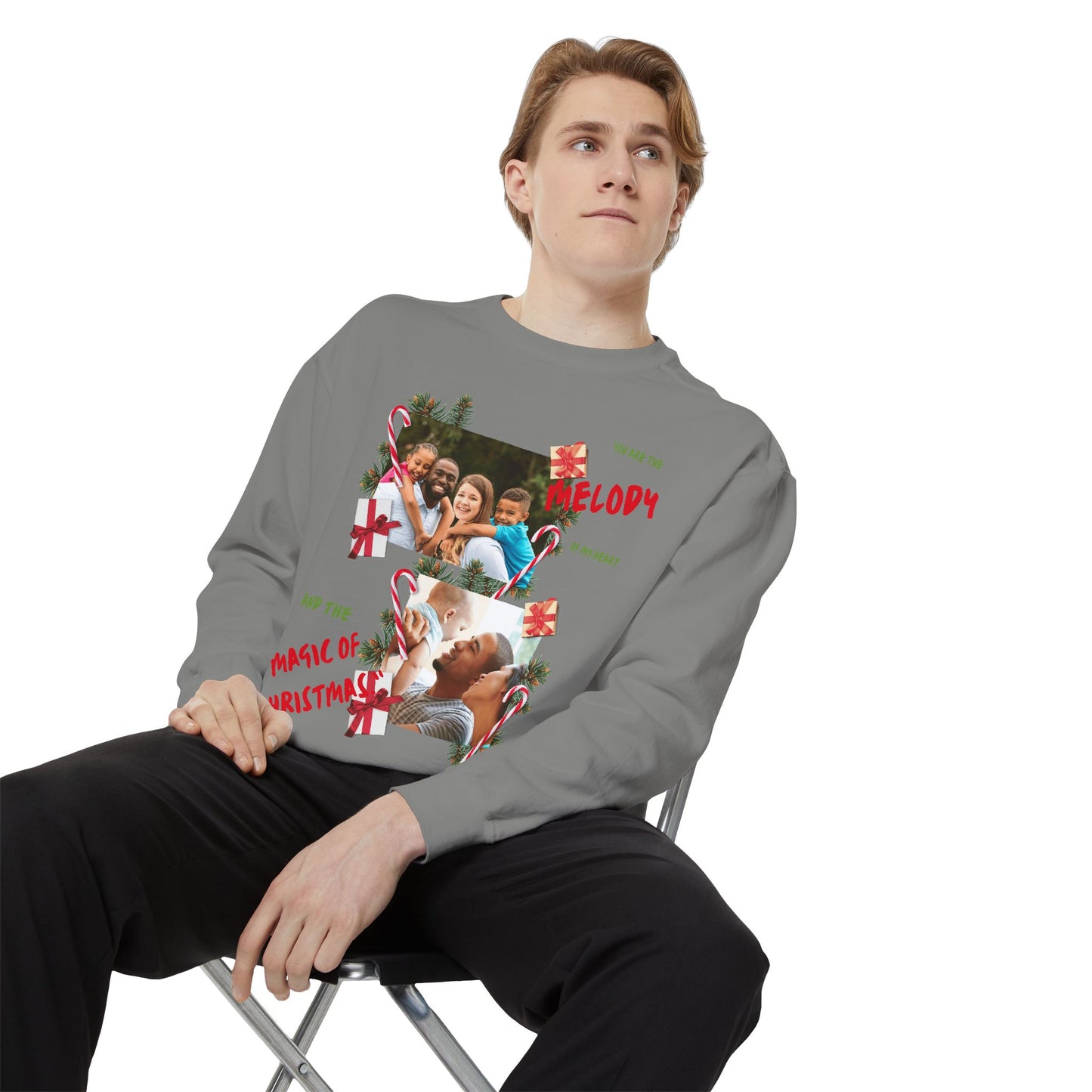 Personalized Christmas Photo Sweatshirt – “You Are the Melody” Holiday Crewneck