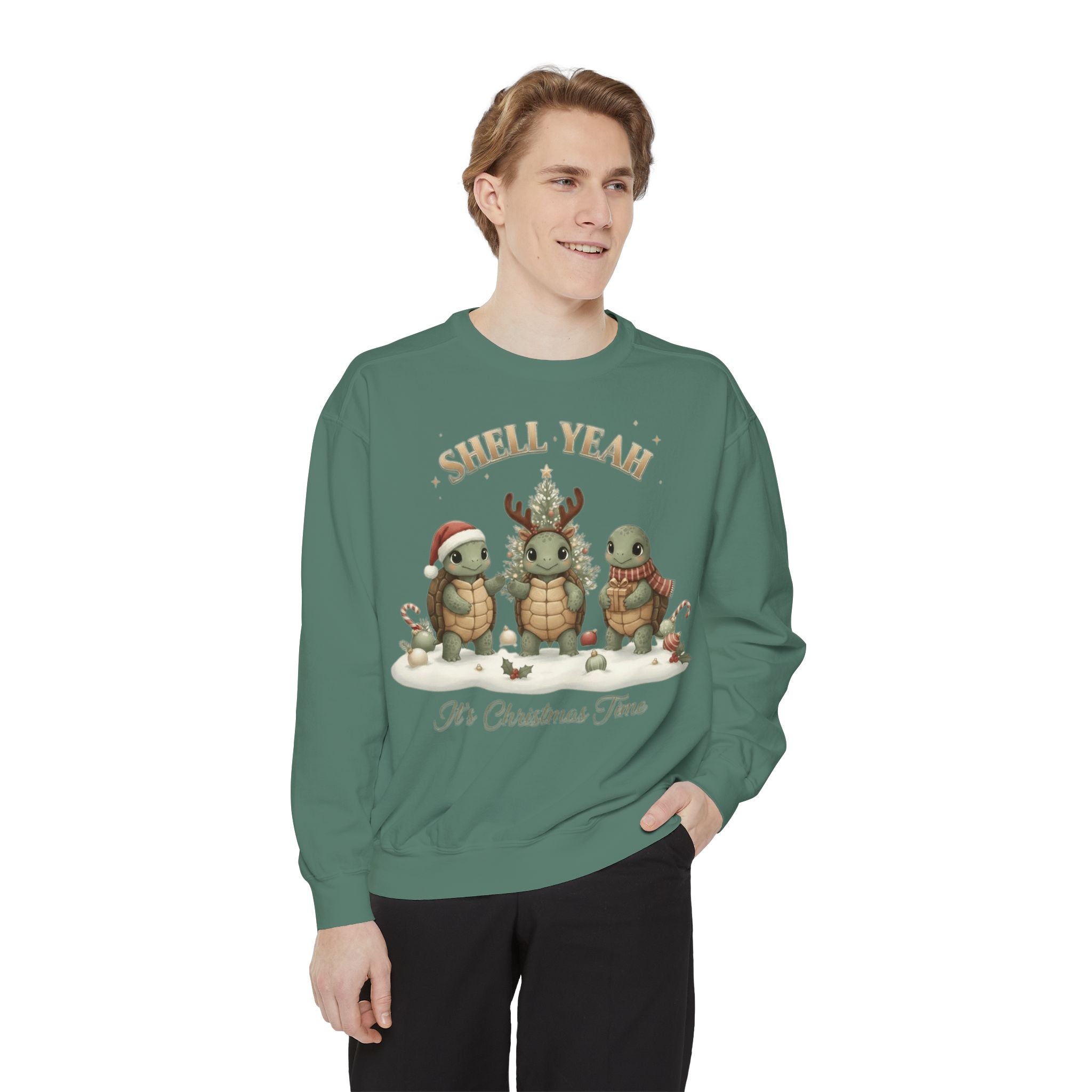 Christmas Turtle Sweatshirt  "Shell Yeah, It’s Christmas Time" Holiday Pullover