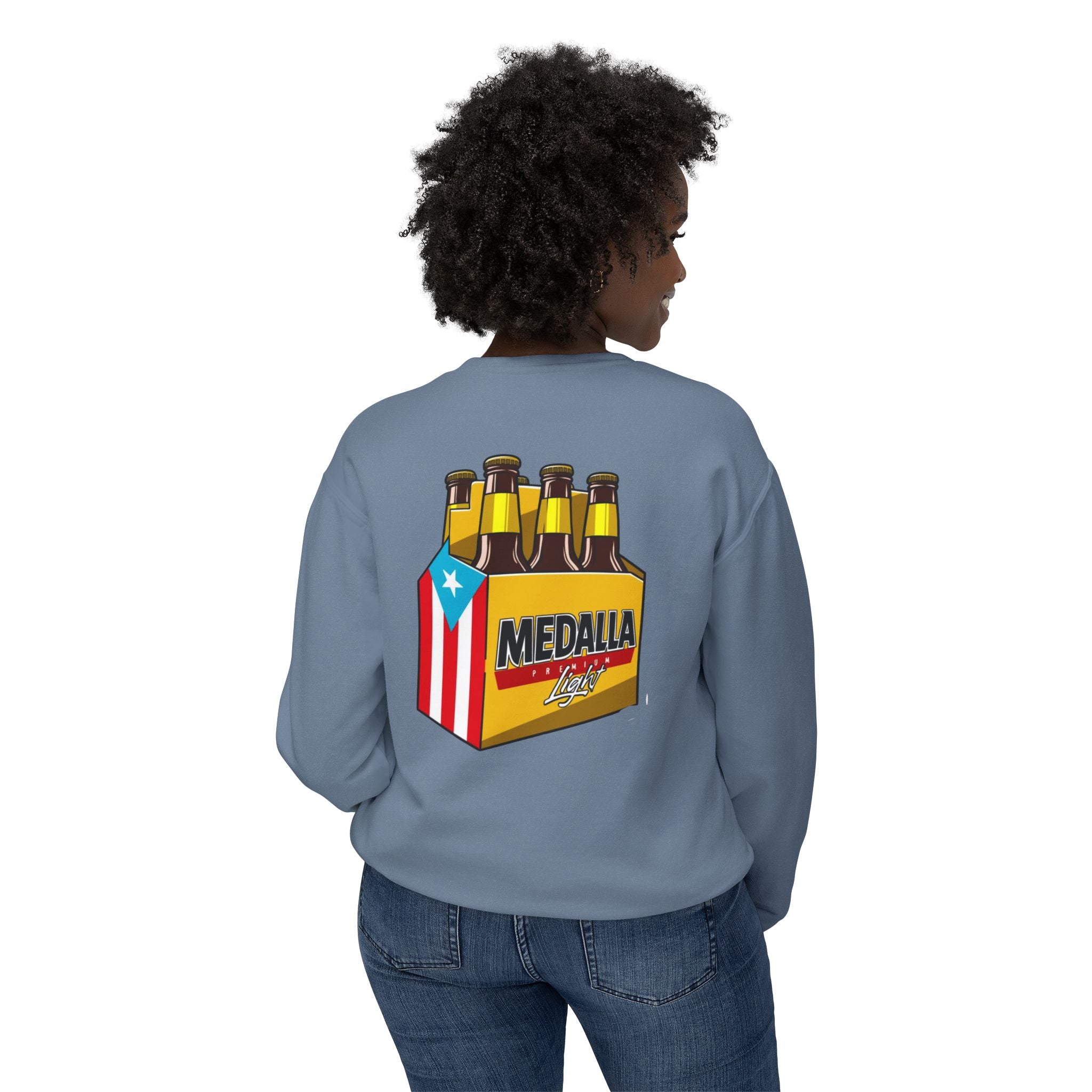 Medalla Light Puerto Rico Sweatshirt Coqui Boricua flag  Beer Pack Graphic Puerto Rico Navidades