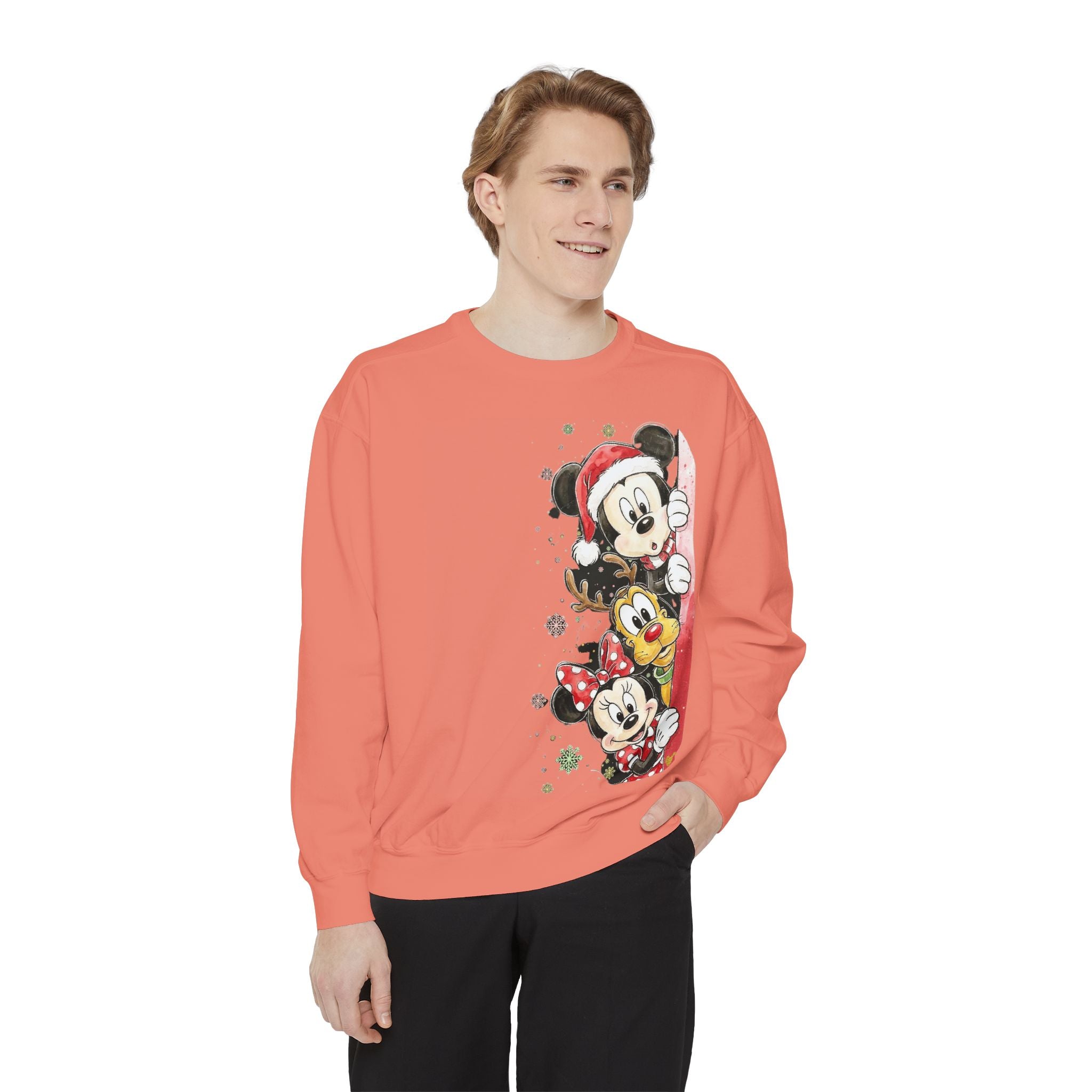 Christmas Disney Characters Sweatshirt  Mickey, Minnie & Pluto Holiday Crew Cartoon Christmas T-shirts and Sweaters
