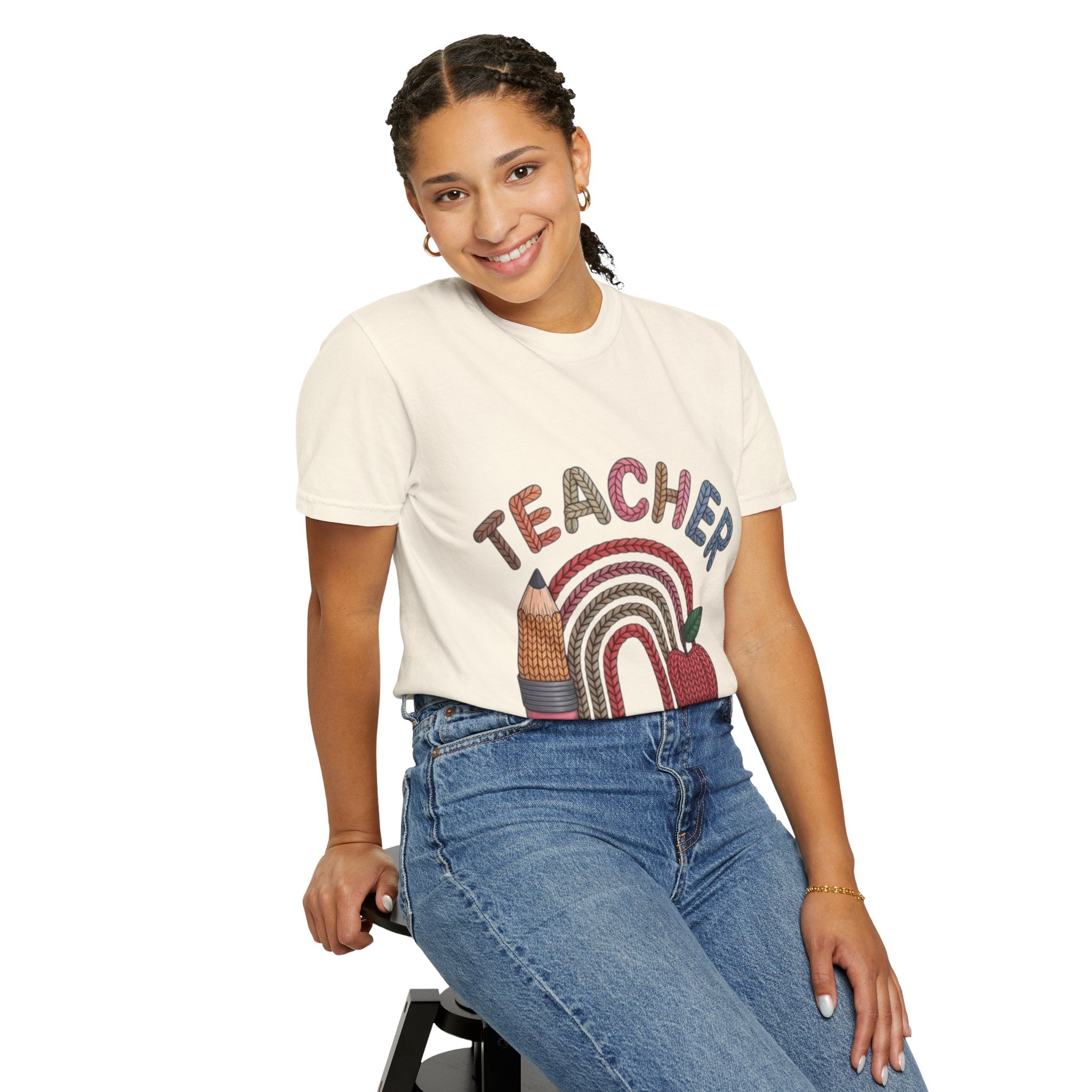 Teacher Rainbow Pencil & Apple T-Shirt — Back-to-School Gift for Educators