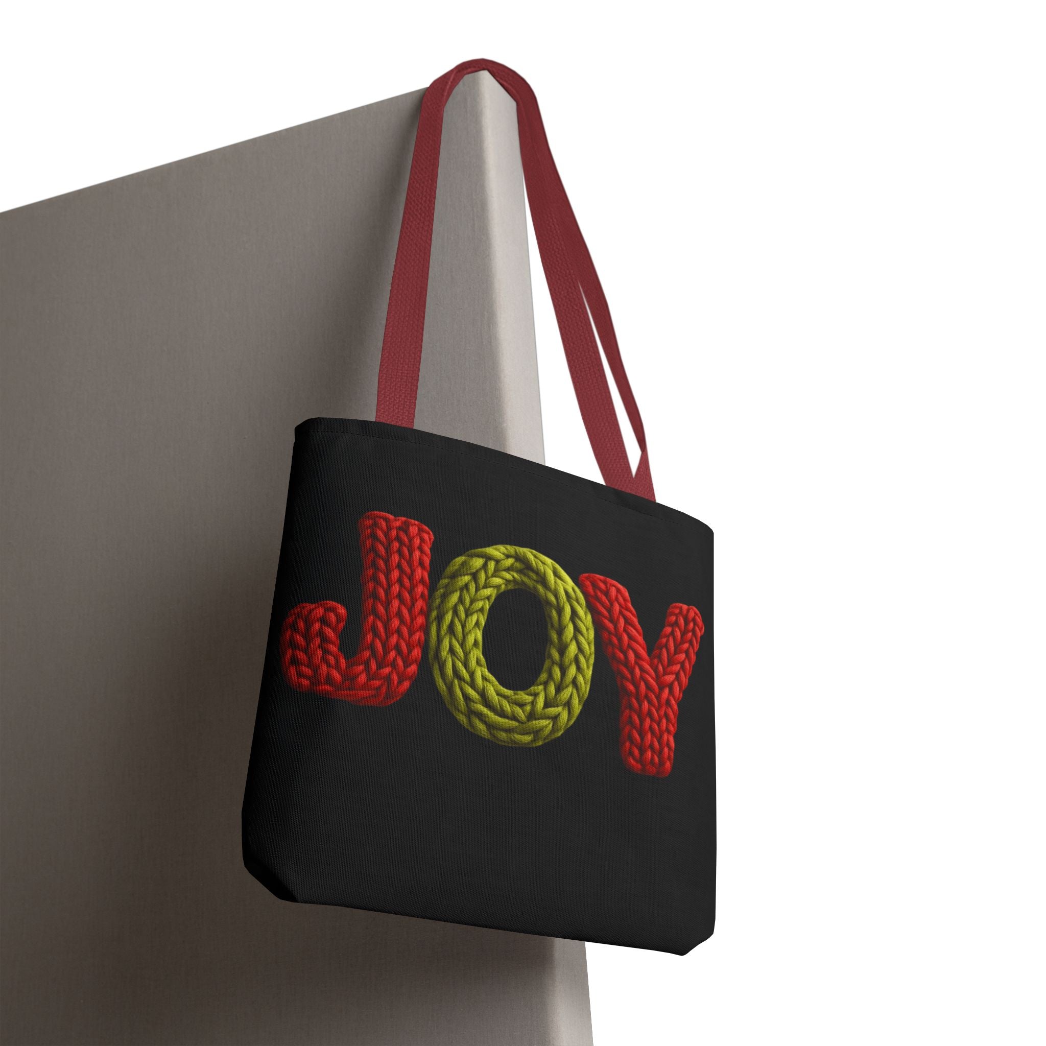 Christmas Tote Bag  Festive Holiday DesigJoy Knit Tote Bag  Colorful 'JOY' Yarn Design, Cozy Holiday Gift Tote
