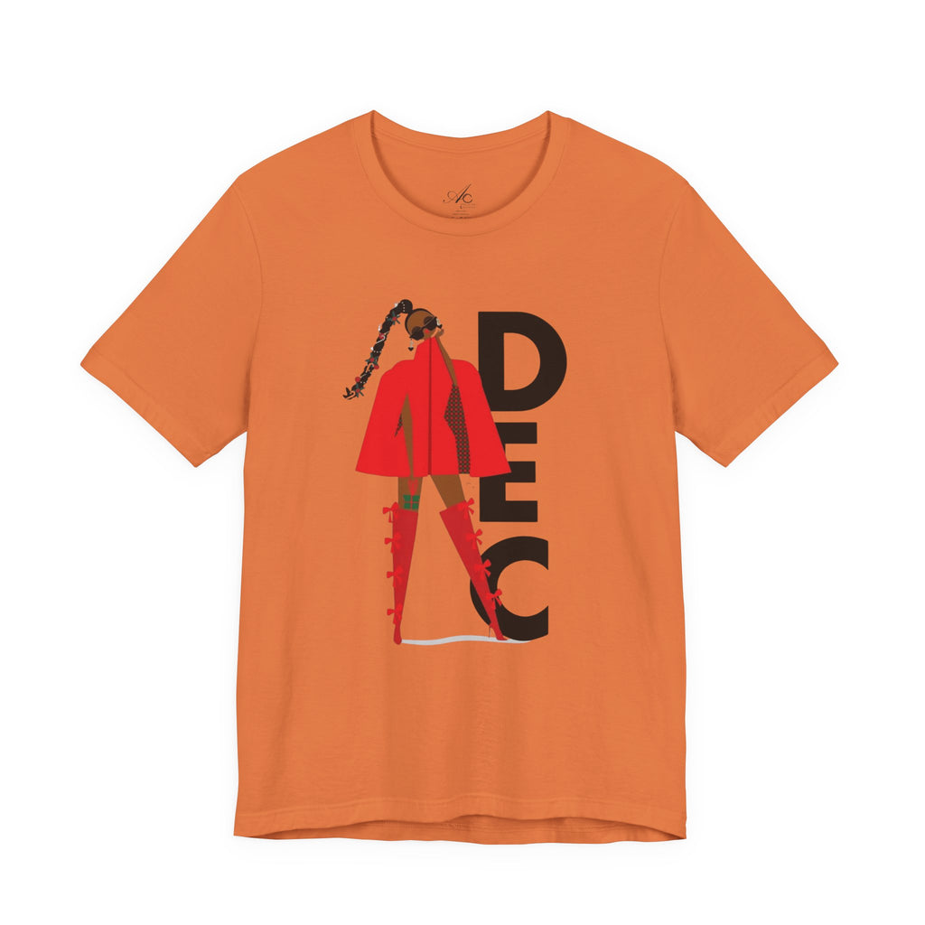 December Fashion Tee  Red Coat Model Graphic Shirt