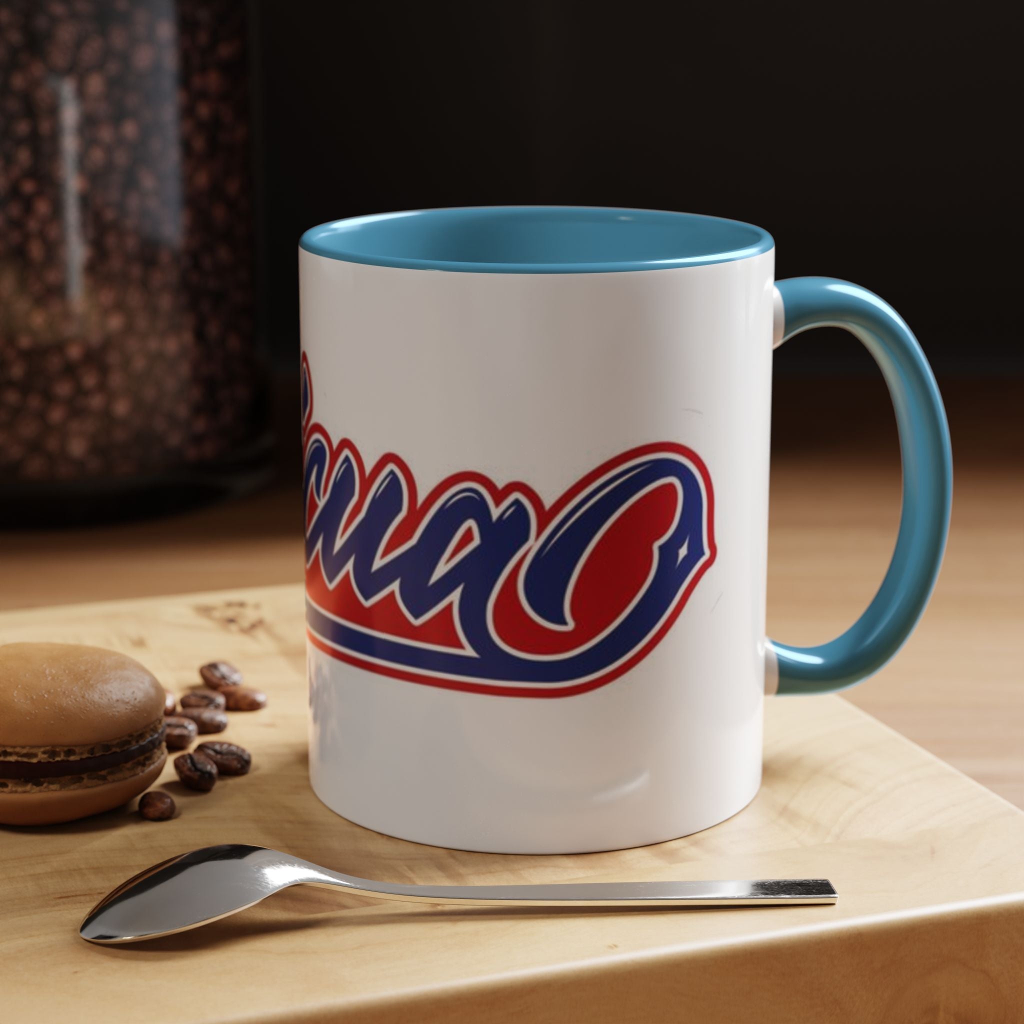 Puerto Rico Script Accent Coffee Mug — Retro Red & Blue 'Boricua' Design (11/15oz)