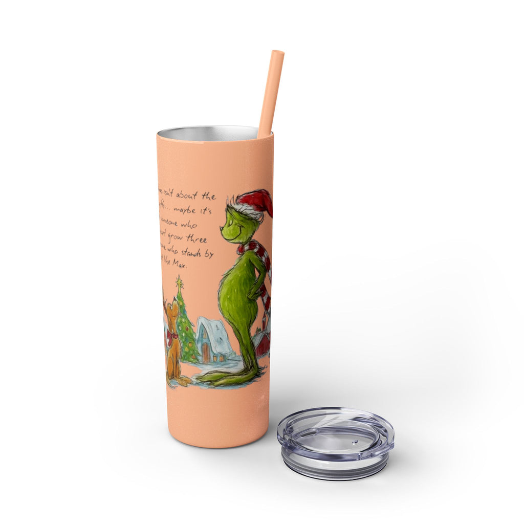 Grinch Christmas Skinny Tumbler with Straw — Dr. Seuss Holiday Quote Design, 20oz Christmas Mugs Collection