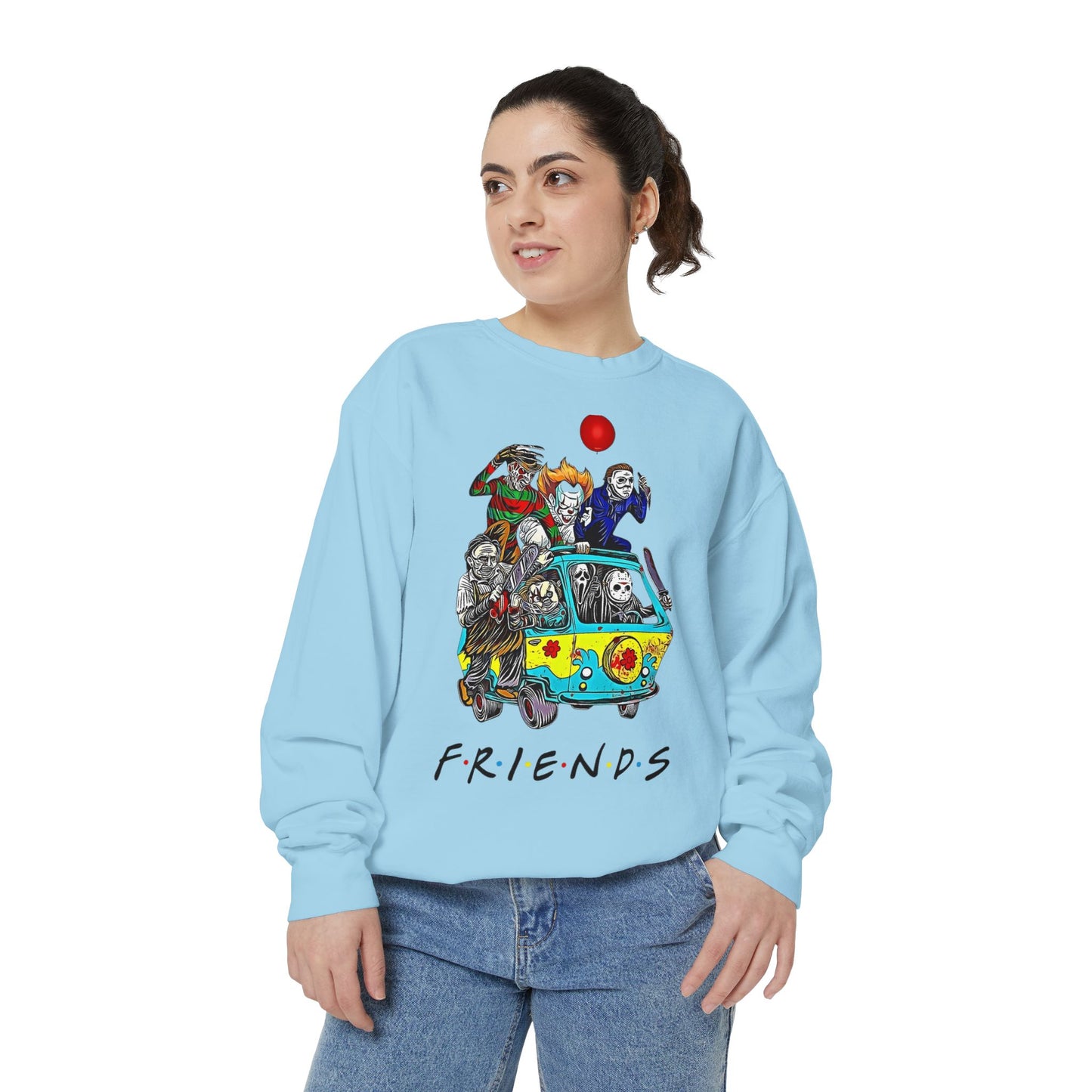 Friends-Inspired Unisex Garment-Dyed Sweatshirt, Cozy Casual Wear, Unique Graphic Sweatshirt, Perfect Gift, Everyday Style