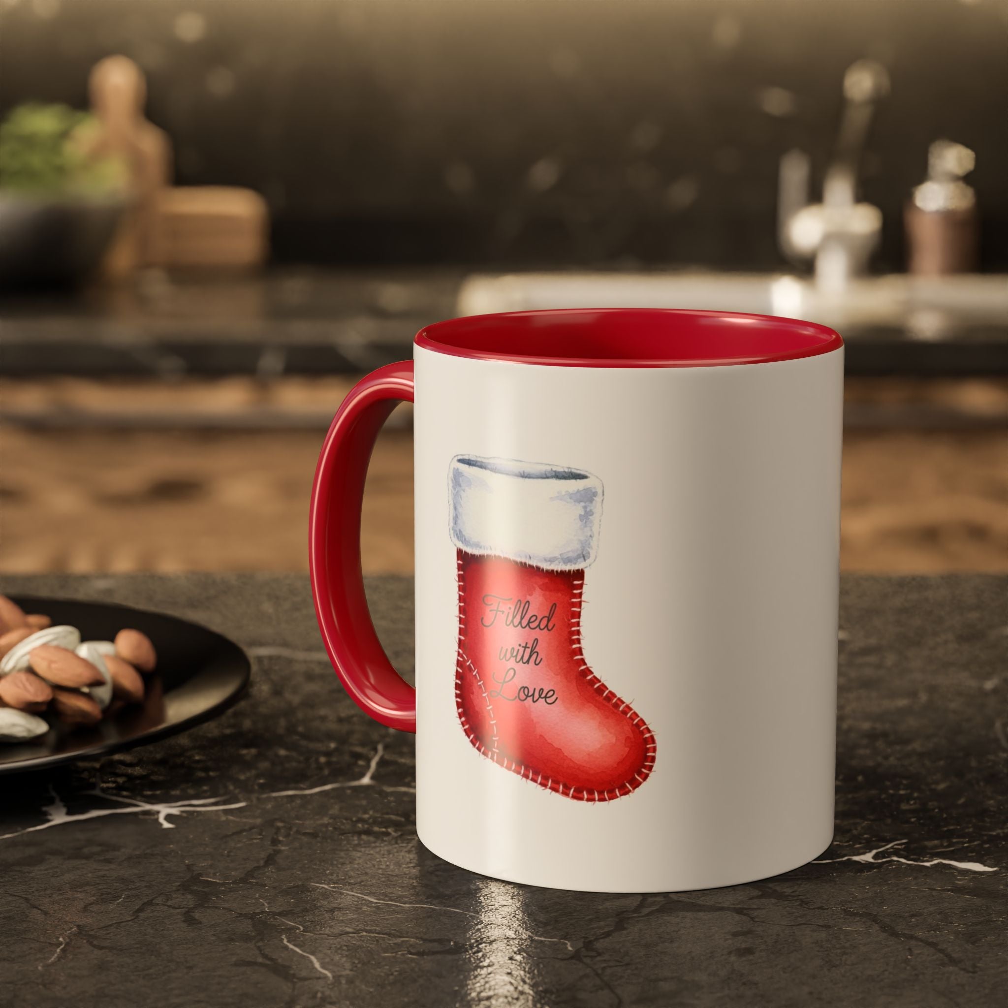 Holiday Mugs Christmas Gift Ideas Hot Cocoa & Coffee Cup Designs Filled with Love - Colorful 11oz & 15oz