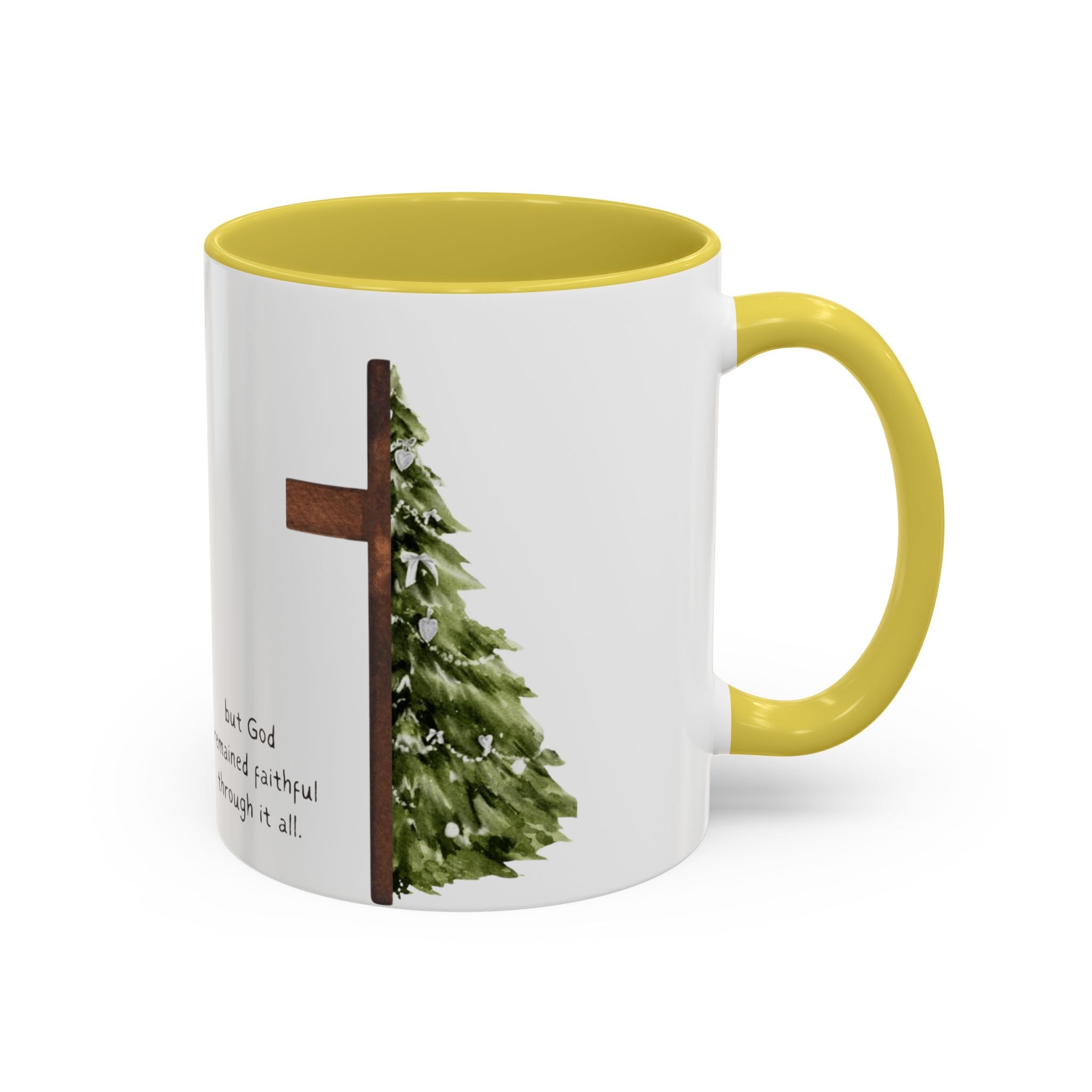 Christian Cross & Pine Tree Mug — Faith Reminder Coffee Cup (11oz/15oz)
