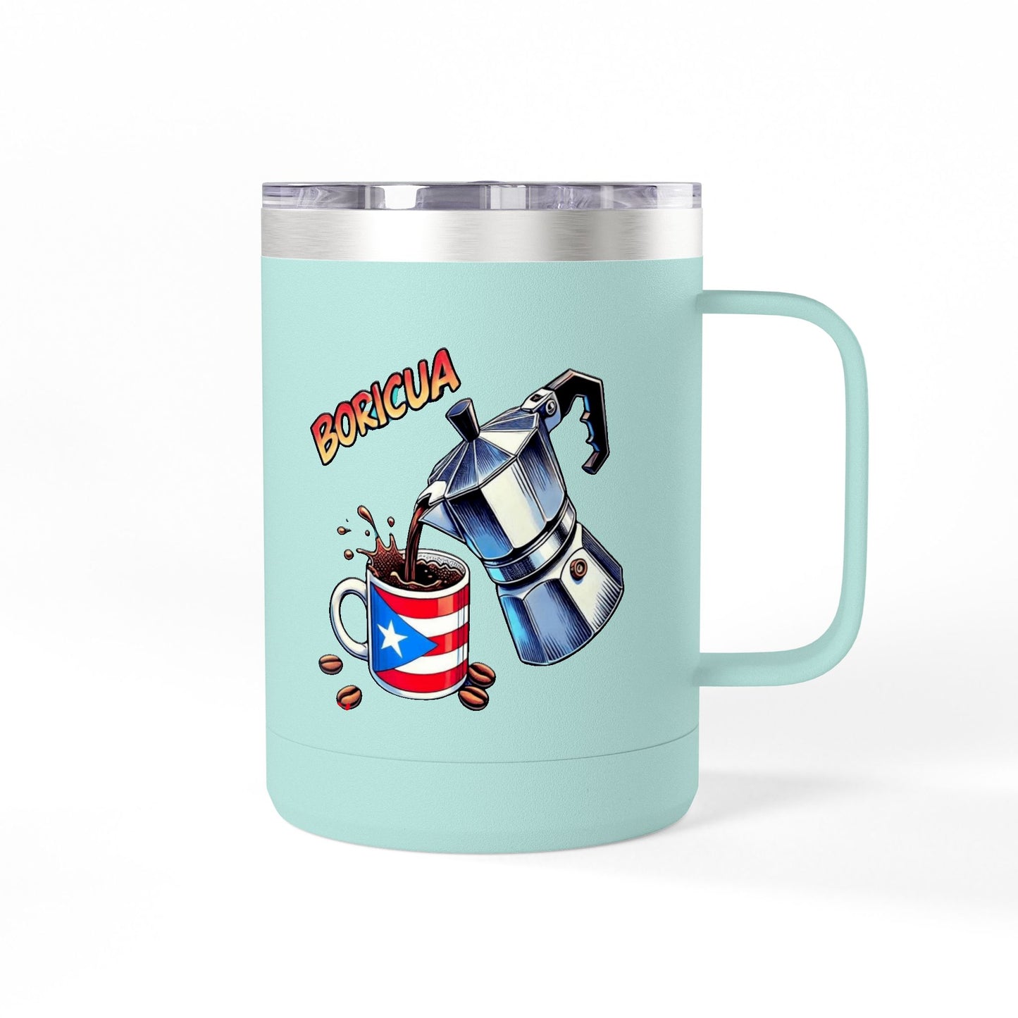 Puerto Rican Coffee Mug Tumbler, 15oz | Great Gift for Coffee Lovers, Unique Kitchen Decor, Perfect for Birthdays & Holidays