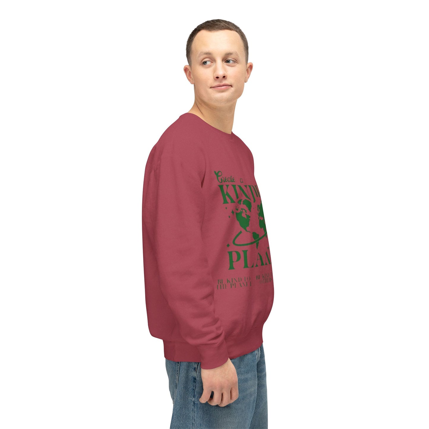Kinder Planet Crewneck Sweatshirt Eco-Friendly Earth Day Graphic Pullover