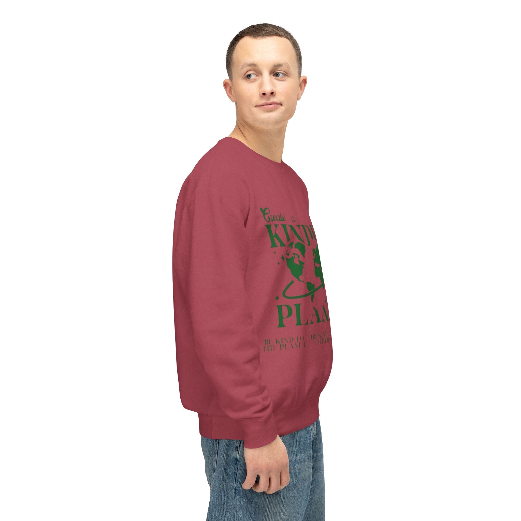 Kinder Planet Crewneck Sweatshirt Eco-Friendly Earth Day Graphic Pullover