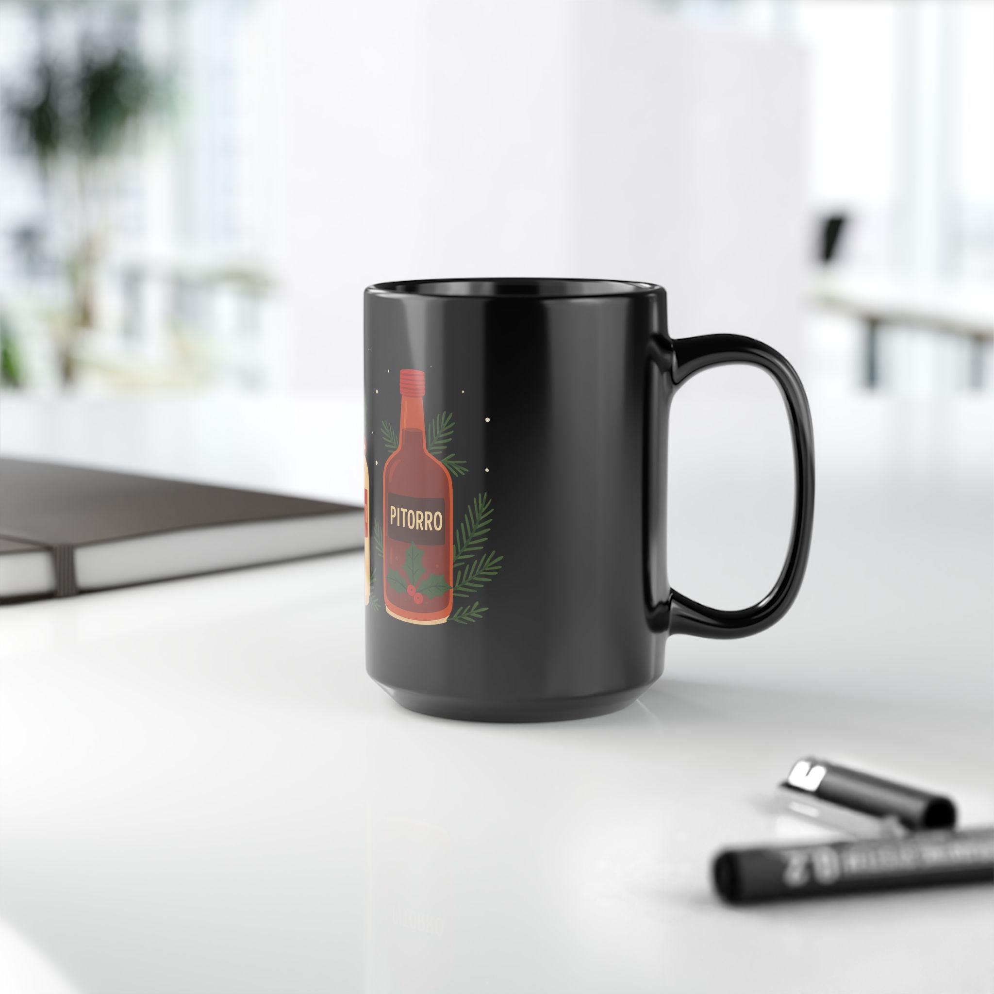 Herencia de Puerto Rico Mug Celebrate Boricua Culture, Pride & Flavor Festive Coquito Black Mug - 15oz Christmas Drinkware