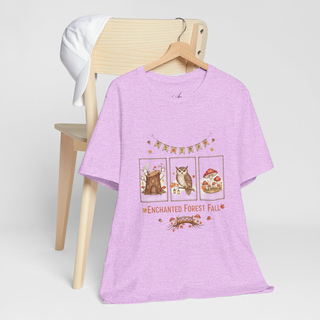 Enchanted Forest Fall Tee, Cute Owl Shirt, Autumn Graphic Tee, Nature Lover Gift, Cozy Fall Apparel, Wildlife T-Shirt, Unisex Fall Top