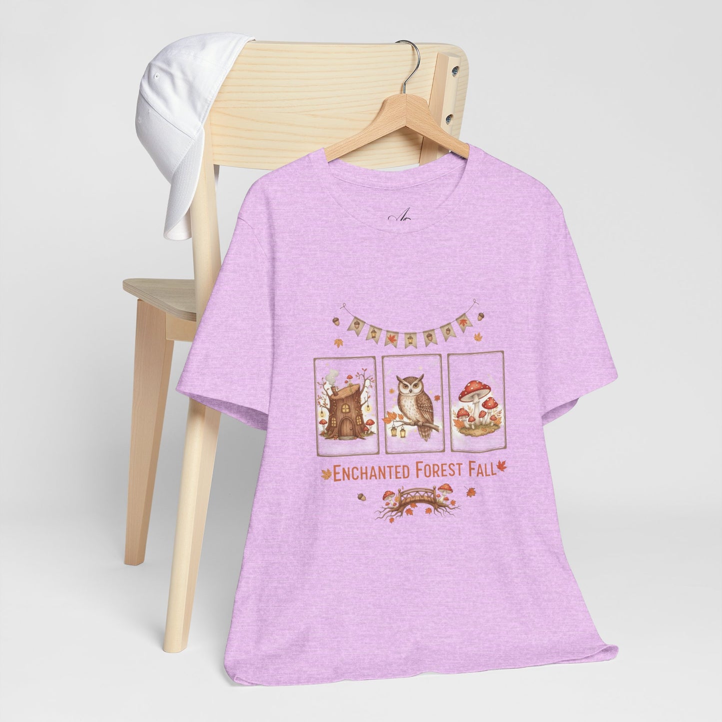 Enchanted Forest Fall Tee, Cute Owl Shirt, Autumn Graphic Tee, Nature Lover Gift, Cozy Fall Apparel, Wildlife T-Shirt, Unisex Fall Top