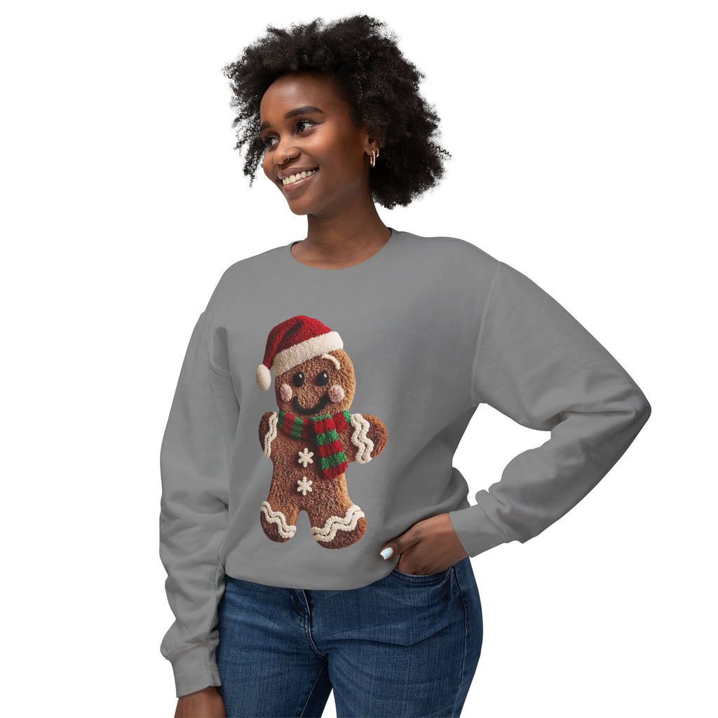 Gingerbread Cookie Christmas Sweatshirt – Cute Santa Hat & Scarf Holiday Crewneck