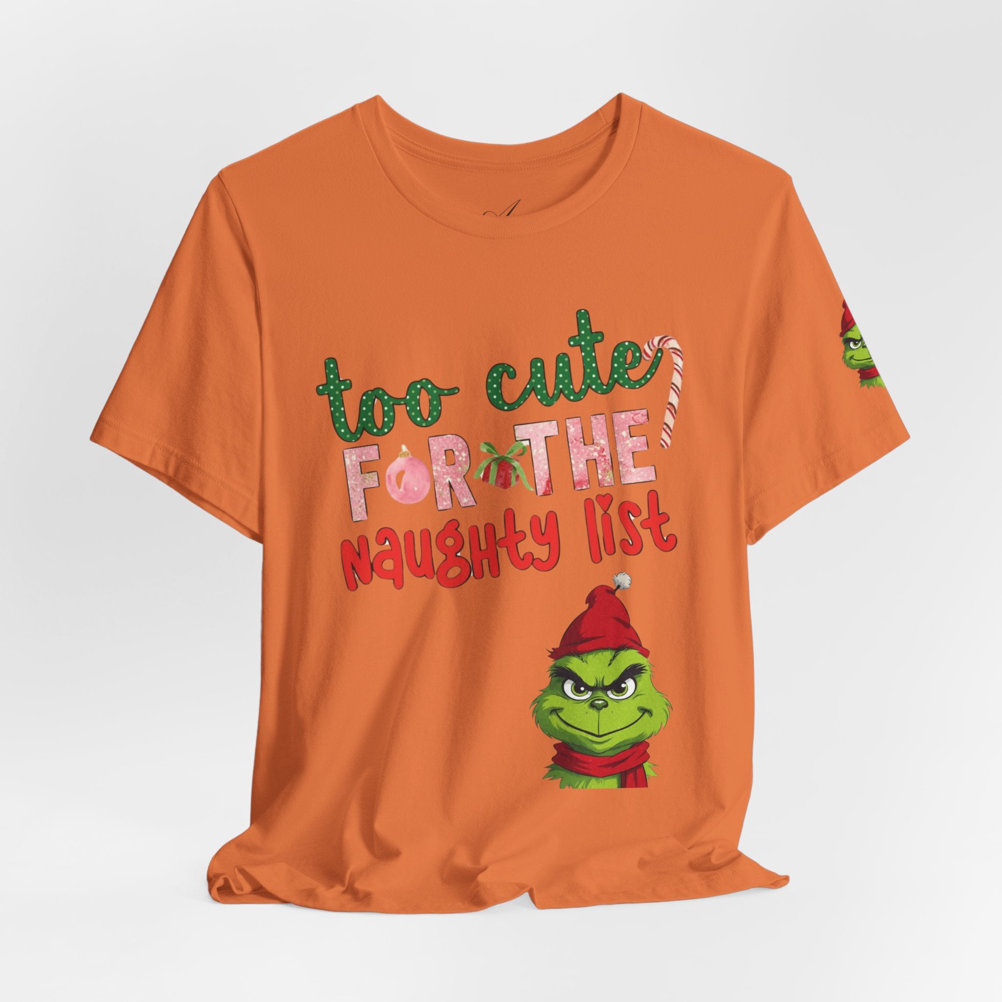 Christmas T-Shirts and Sweatshirts Collection Cute Grinch Holiday Tee 'Too Cute for the Naughty List' Unisex Jersey T-Shirt