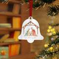 Nativity Metal Ornament — "La paz nace en un pesebre" Christmas Decoration