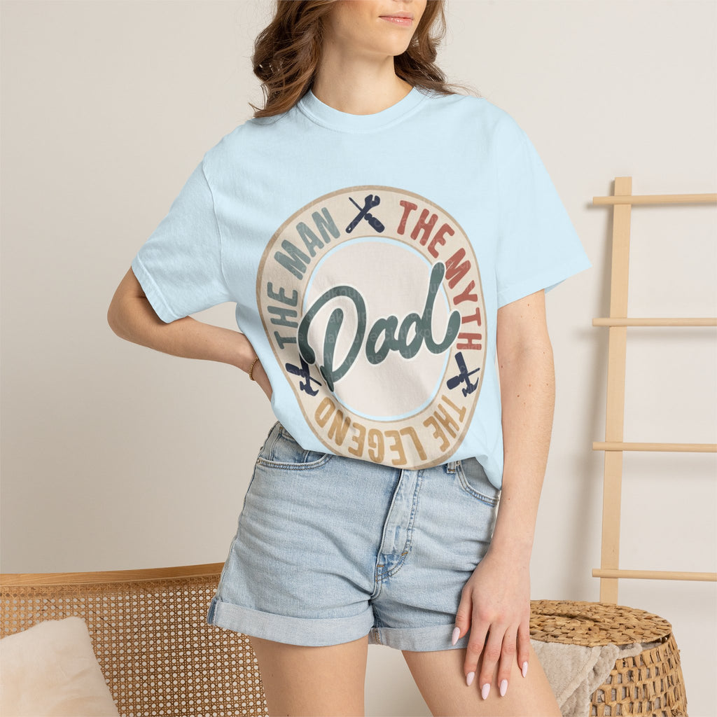 Dad Retro Badge T-Shirt — “Dad: The Man, The Myth, The Legend” Father’s Day Tee