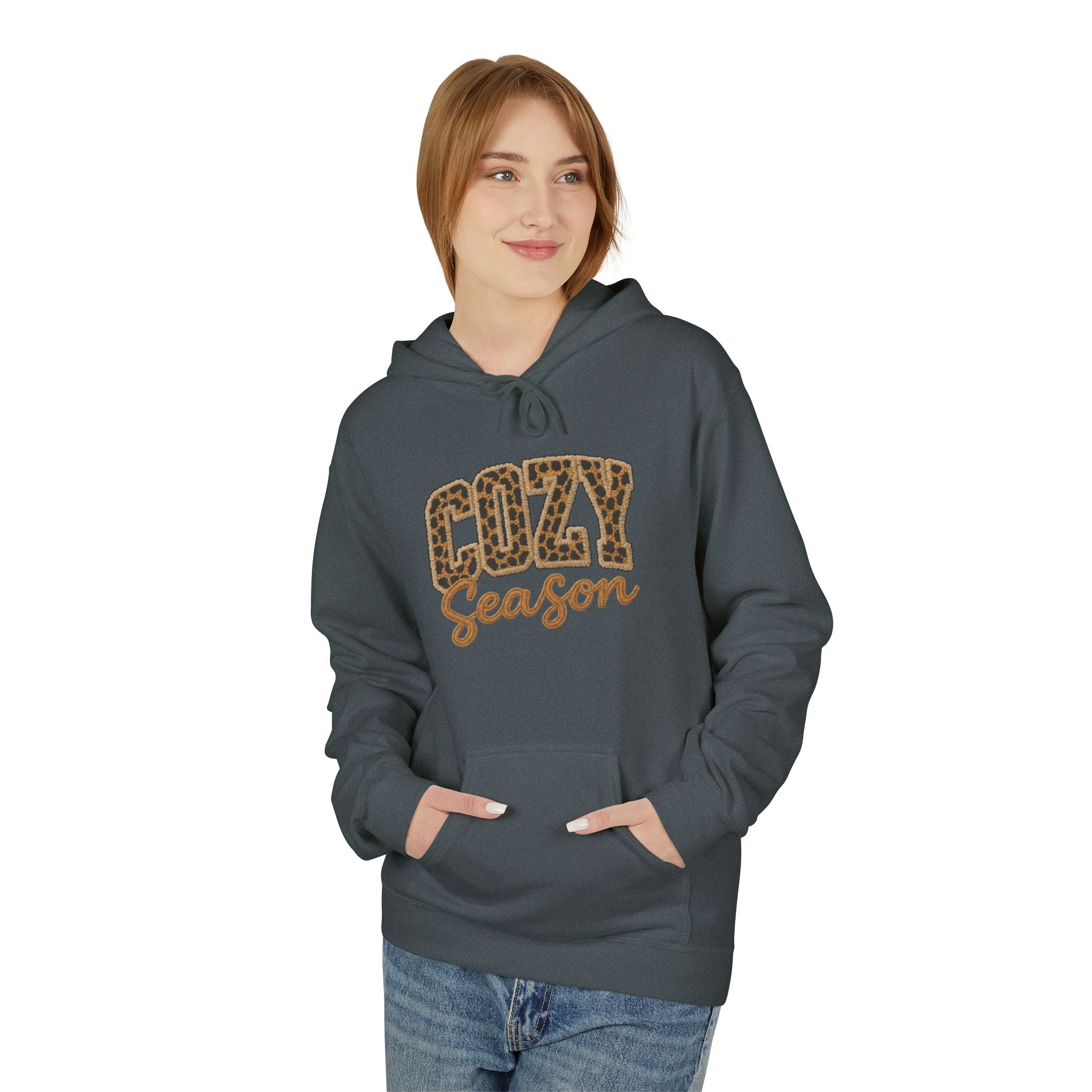 Cozy Season Leopard Hoodie — Fall Winter Graphic Pullover