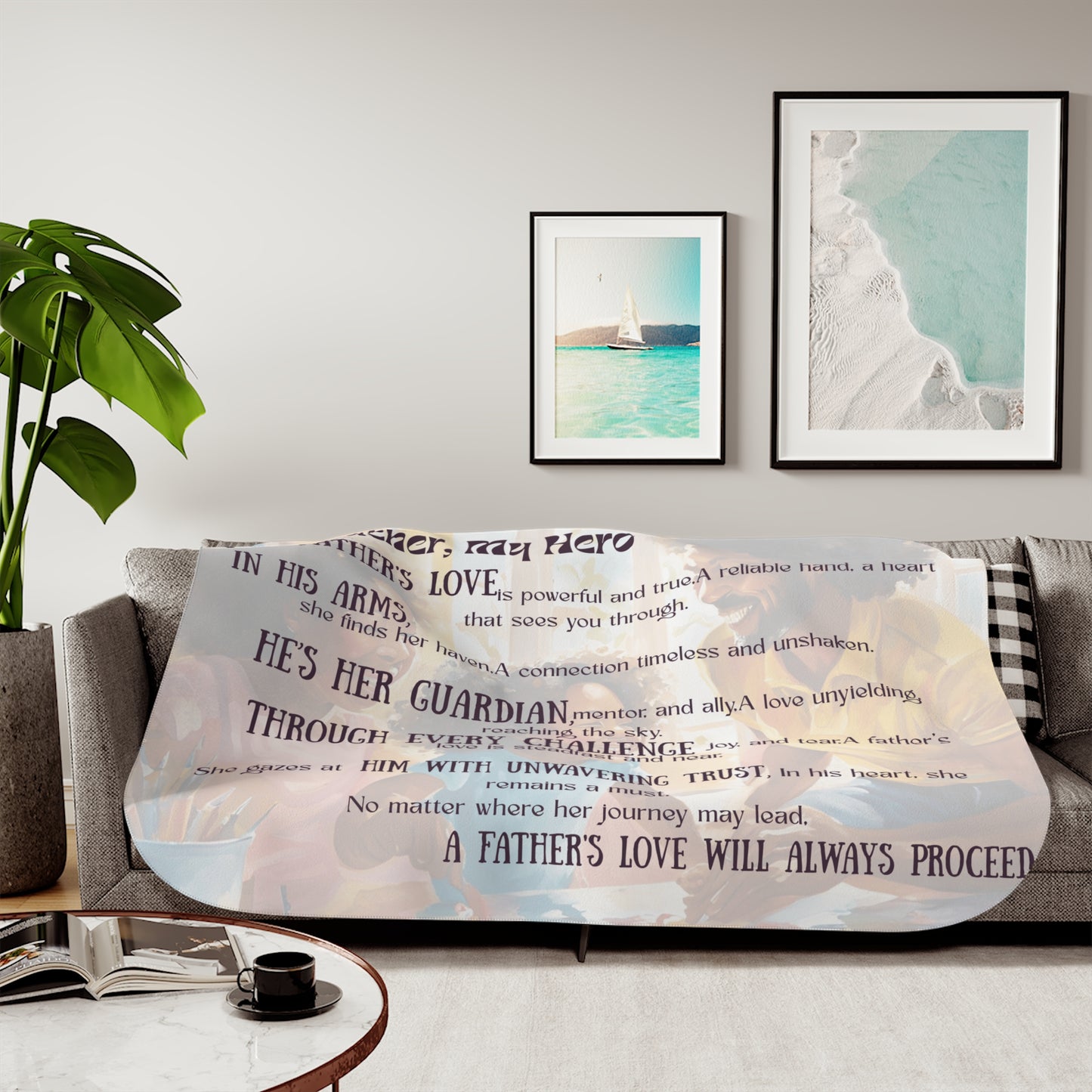 Father's Hero Sherpa Blanket, Cozy Gift for Dad, Father's Day, Home Comfort, Warmth and Love