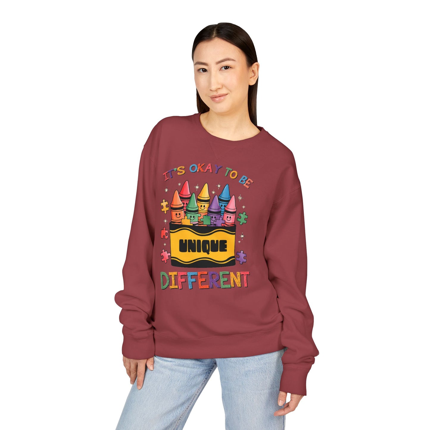 Autism Awareness & Pride Collection Unique & Different Crewneck Sweatshirt - Unisex ComfortWash®