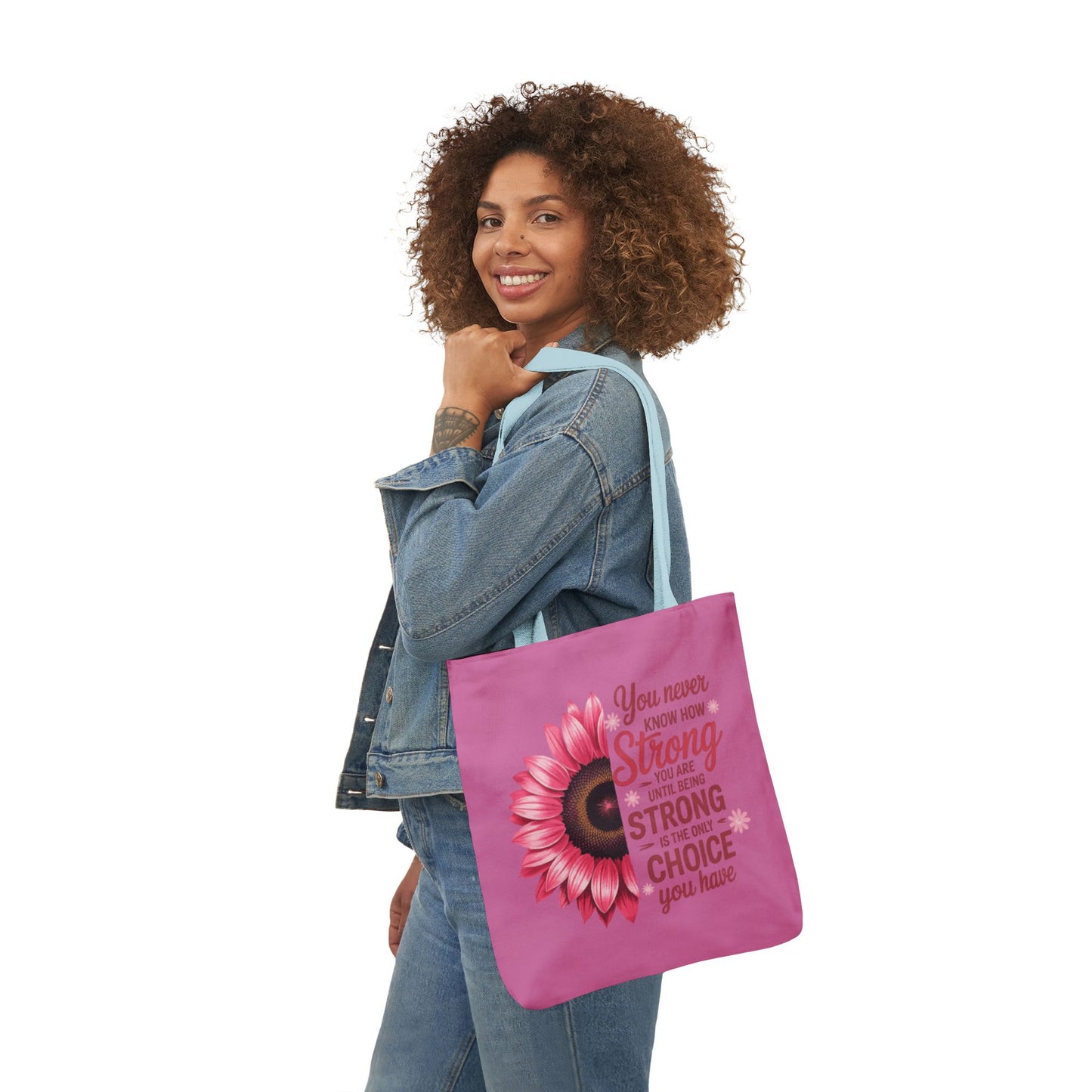 Cancer Survivor Hope Collection Inspirational Canvas Tote Bag with Floral Design