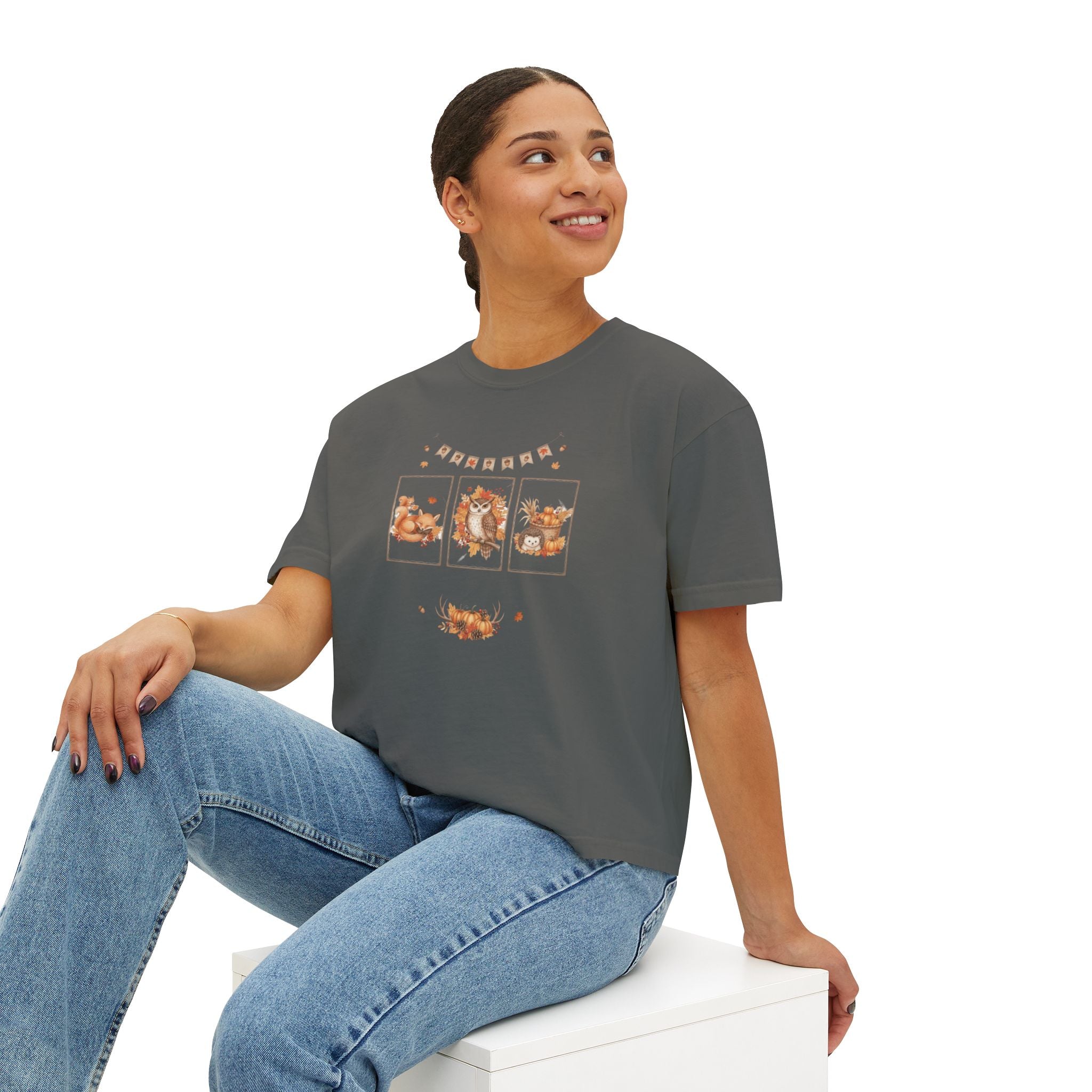 Autumn Vibes Women's Boxy Tee - Cozy Seasonal Apparel, Perfect for Fall Celebrations, Casual Style, Gift for Her, Cute Graphic Top