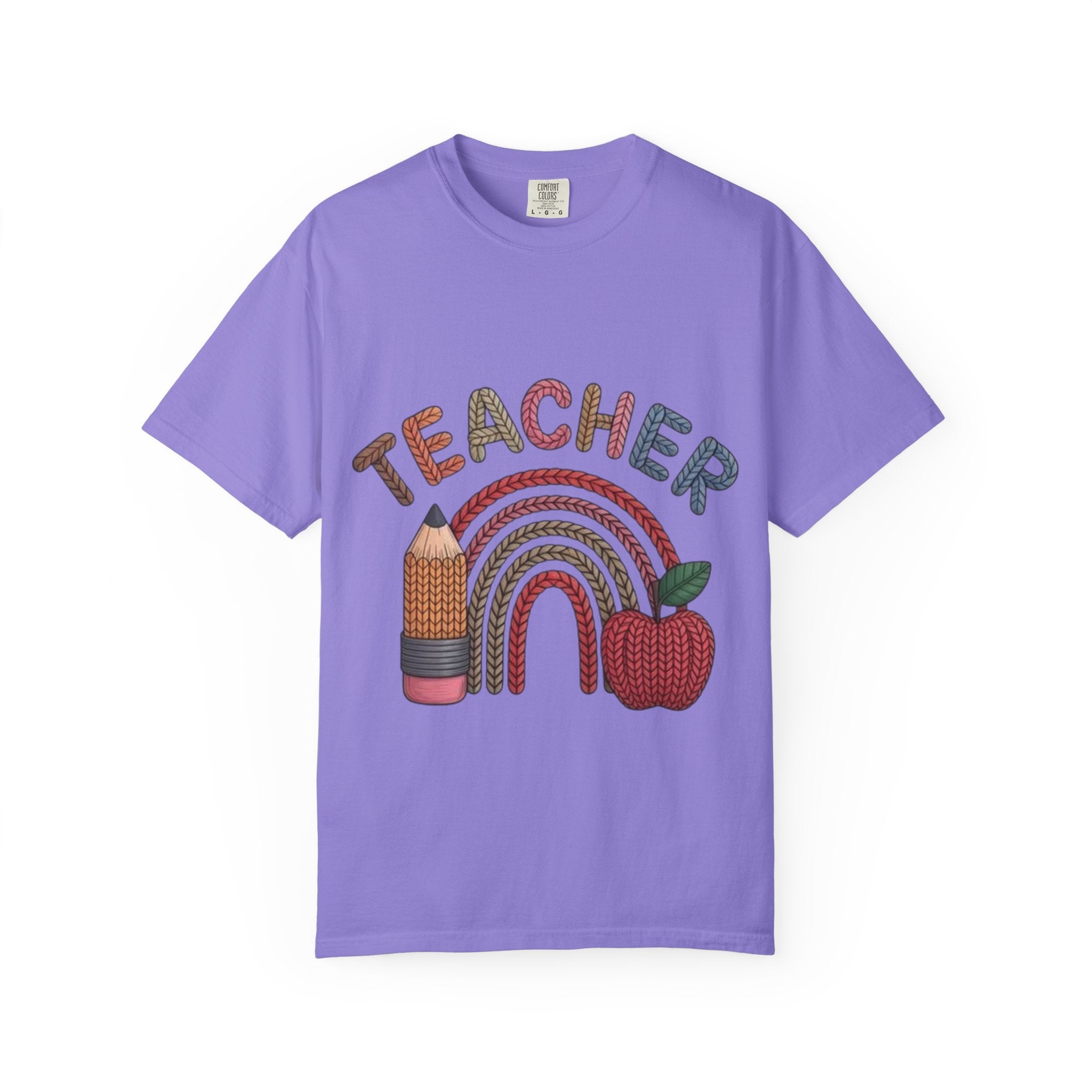 Teacher Rainbow Pencil & Apple T-Shirt — Back-to-School Gift for Educators