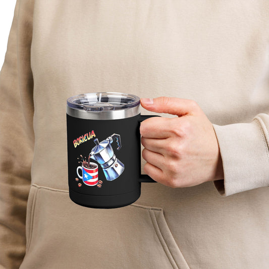 Puerto Rican Coffee Mug Tumbler, 15oz | Great Gift for Coffee Lovers, Unique Kitchen Decor, Perfect for Birthdays & Holidays