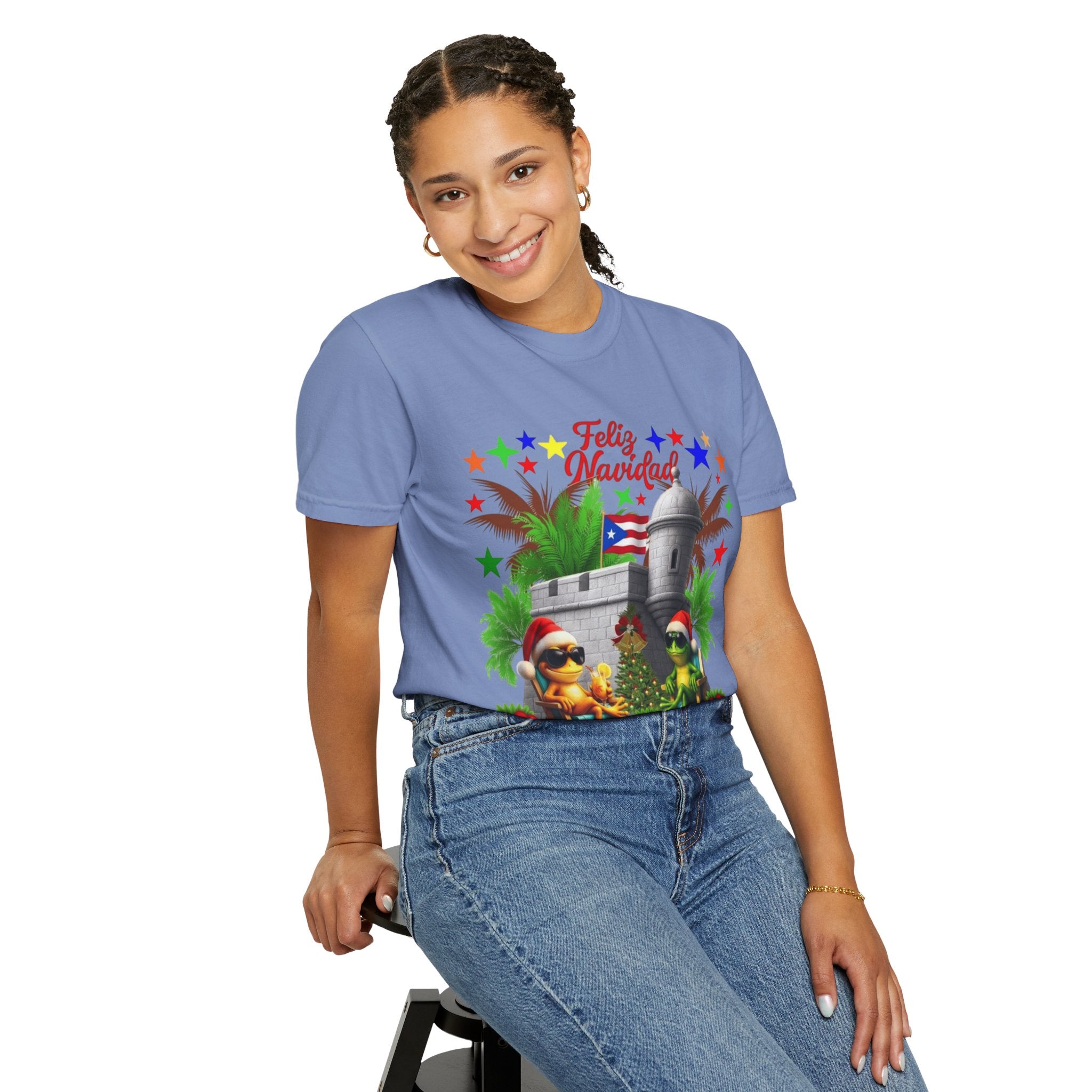 Feliz Navidad Puerto Rico T-Shirt  Castillo & Coquí Holiday Tee Puerto Rico Navidades