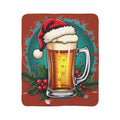 Christmas Beer Sherpa Blanket — Festive Mug with Santa Hat Holiday Throw