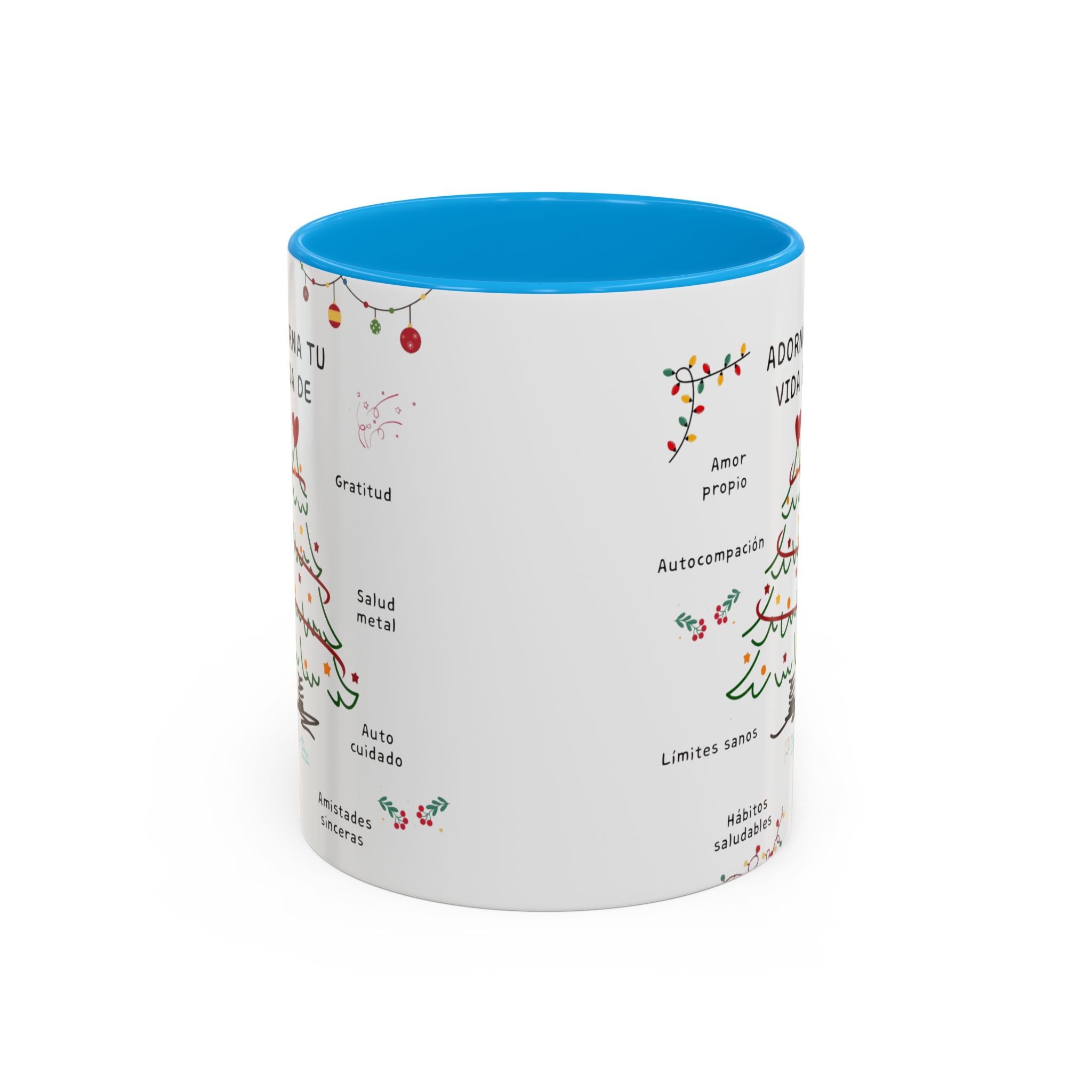 Mug — 'Adorna Tu Vida' Christmas Tree Spanish Holiday Coffee Mug (11oz/15oz)