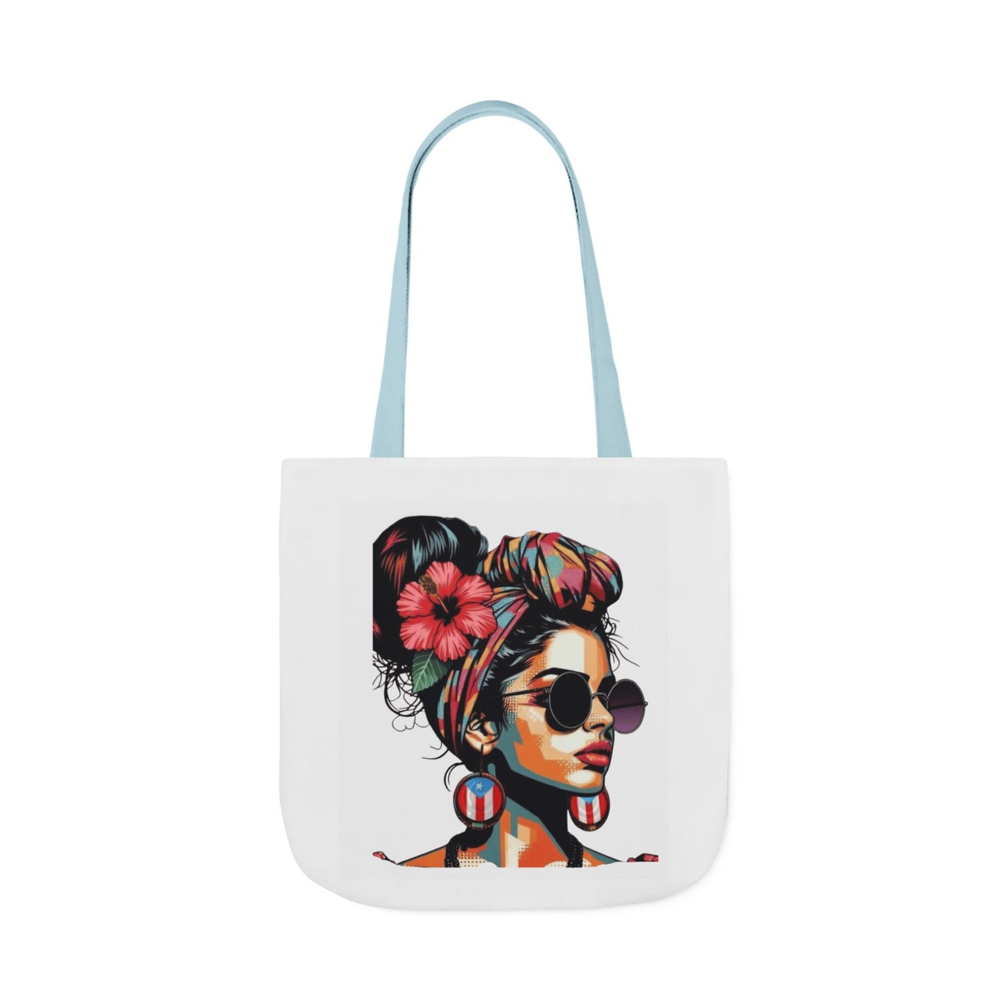 Carry Your Culture – Puerto Rican Pride in Every Step Chic Canvas Tote Bag - Stylish Floral Portrait, Trendy Beach Carryall, Mother's Day Gift, Everyday Shopper, Art Lovers Essential