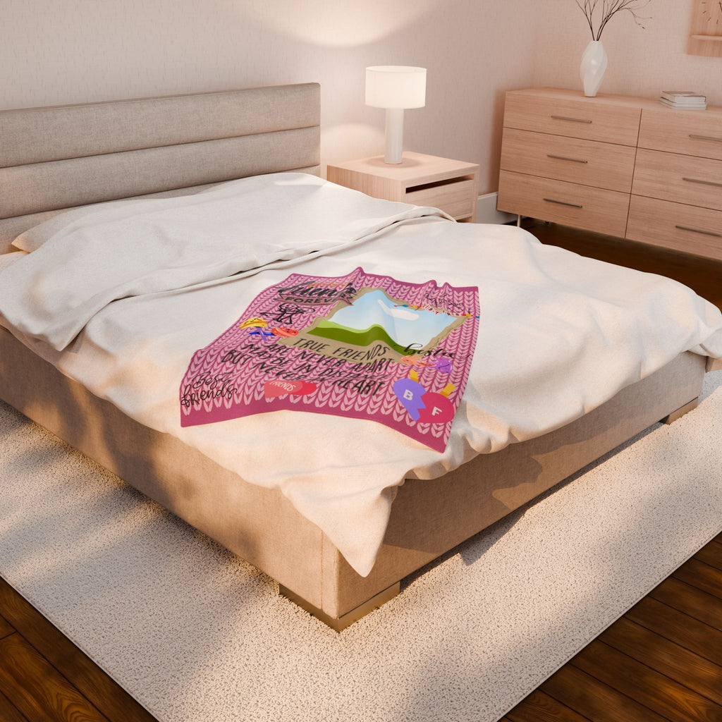 Friends Forever Velveteen Plush Blanket – "True Friends Are Never Apart" Cozy Keepsake for Besties