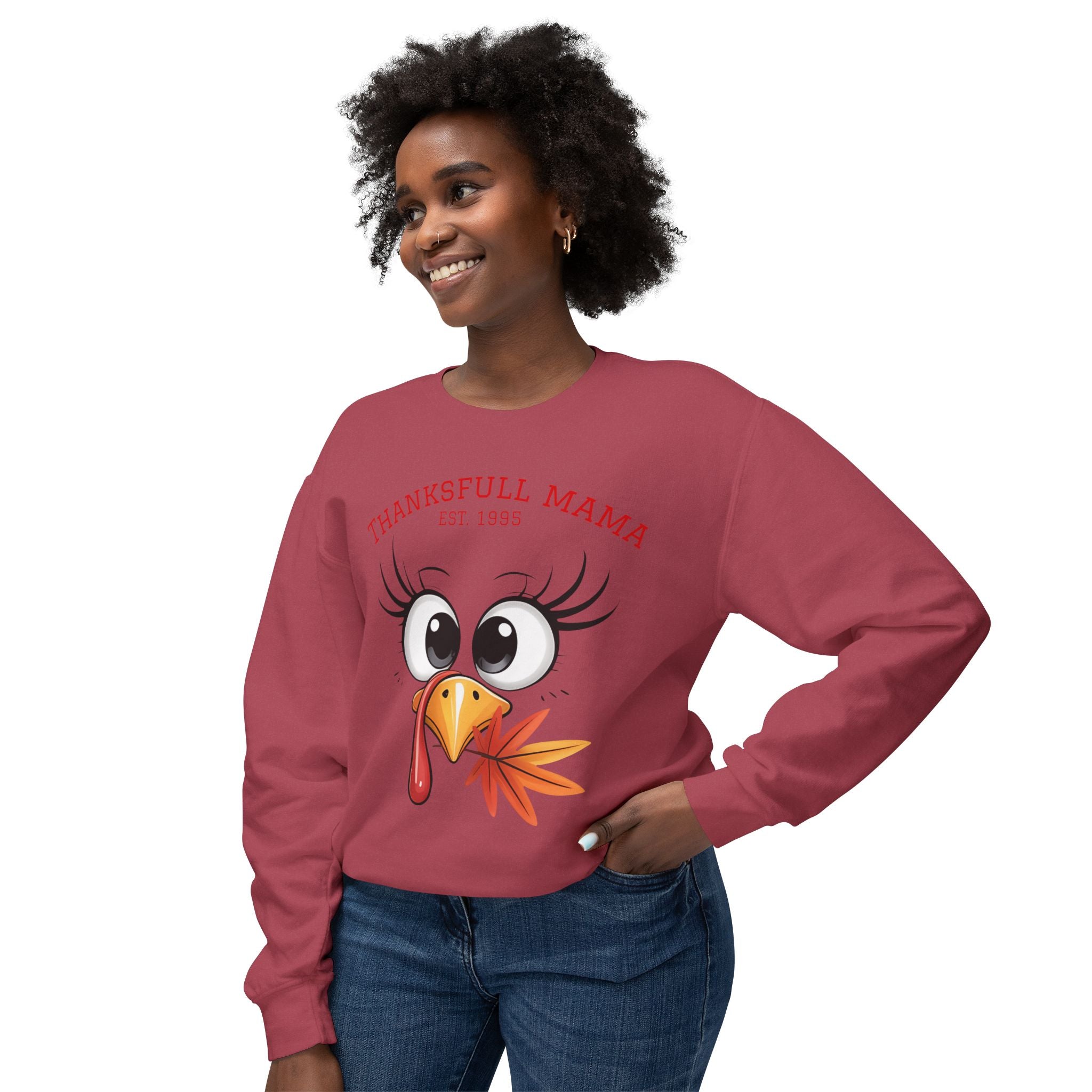 Thanksgiving Mama Sweatshirt  Cute Turkey Face "Thanksgfull Mama" Fall Pullover Fall T-Shirts and Sweatshirts Collection