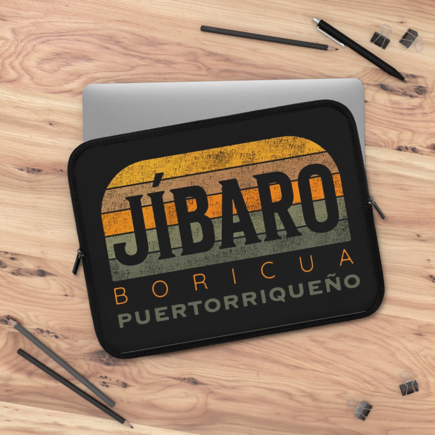 Jíbaro Boricua Laptop Sleeve – Puerto Riqueño Vintage Stripes