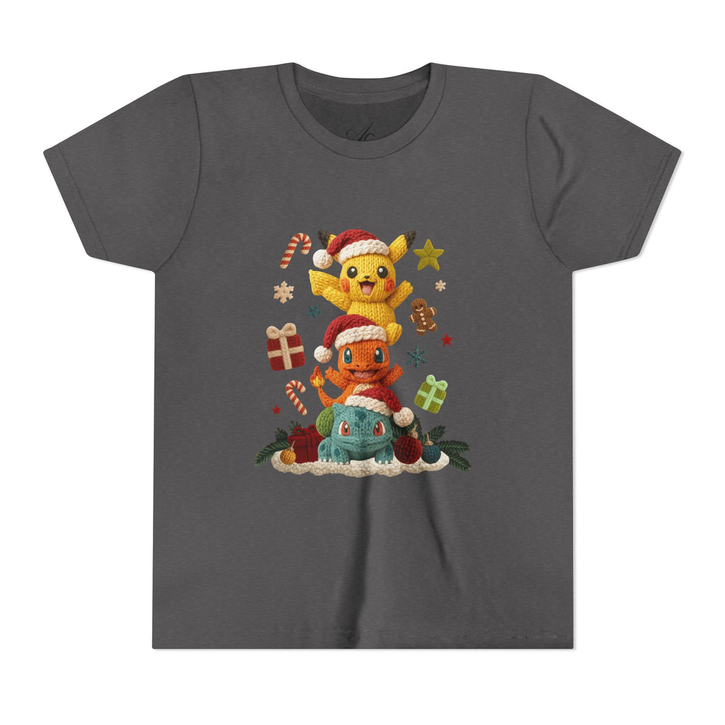 Kids Holiday Tee  Cute Stacked cartoon Characters Christmas Design