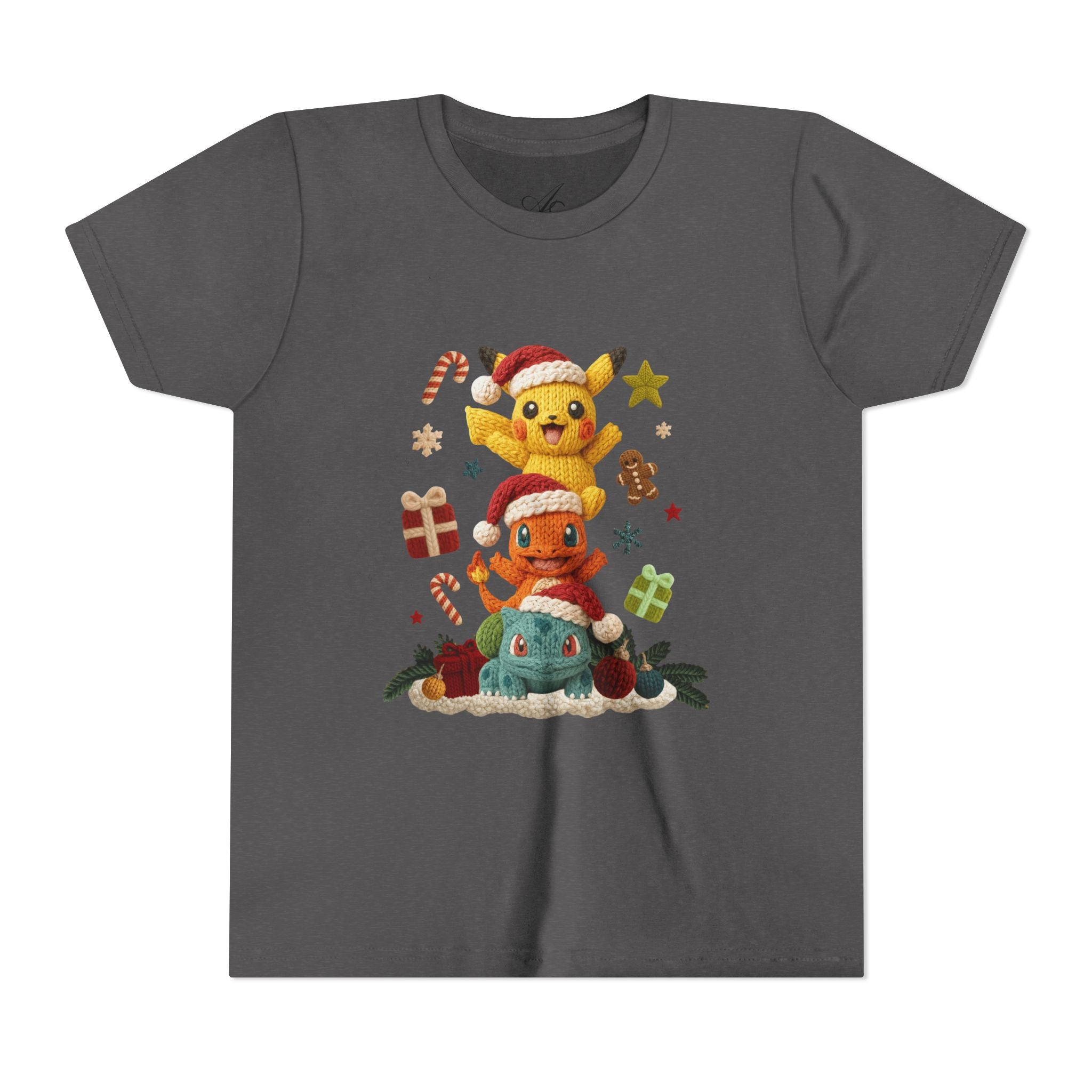Kids Holiday Tee  Cute Stacked cartoon Characters Christmas Design