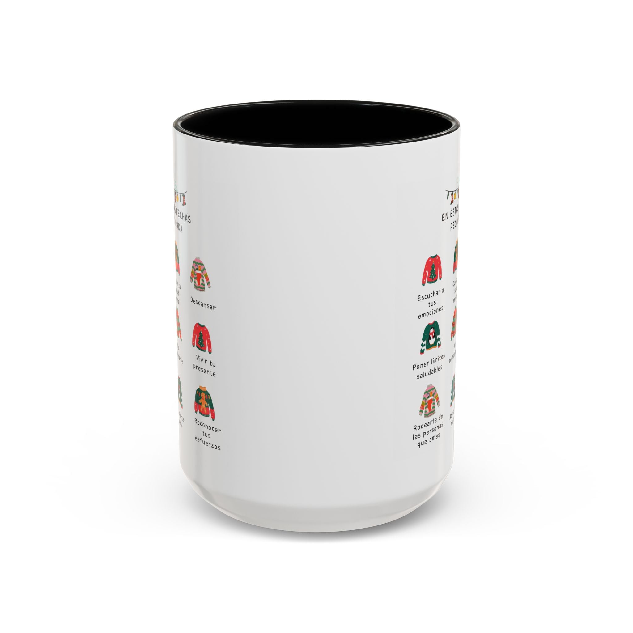 Coffee Mug — 'En Estas Fechas Recuerda' Holiday Sweater Reminder Accent Mug (11/15oz)