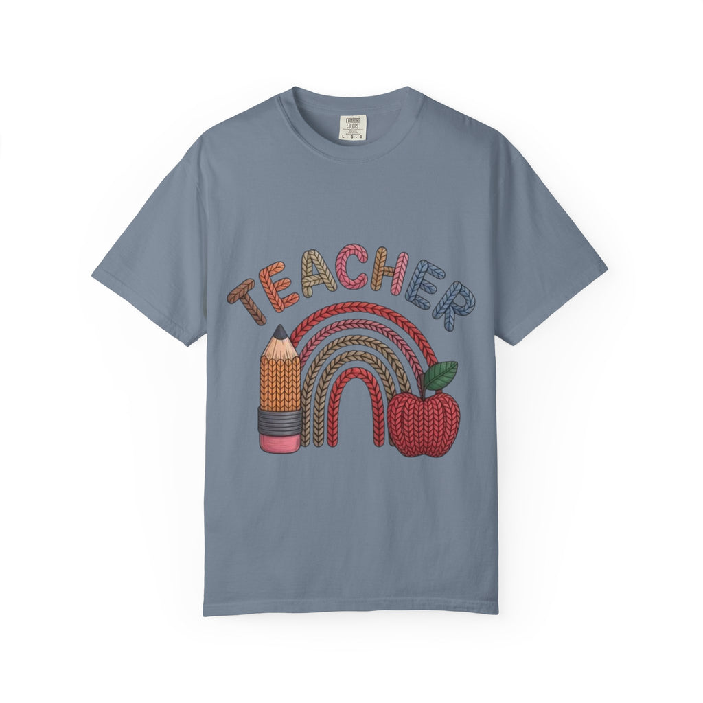 Teacher Rainbow Pencil & Apple T-Shirt — Back-to-School Gift for Educators