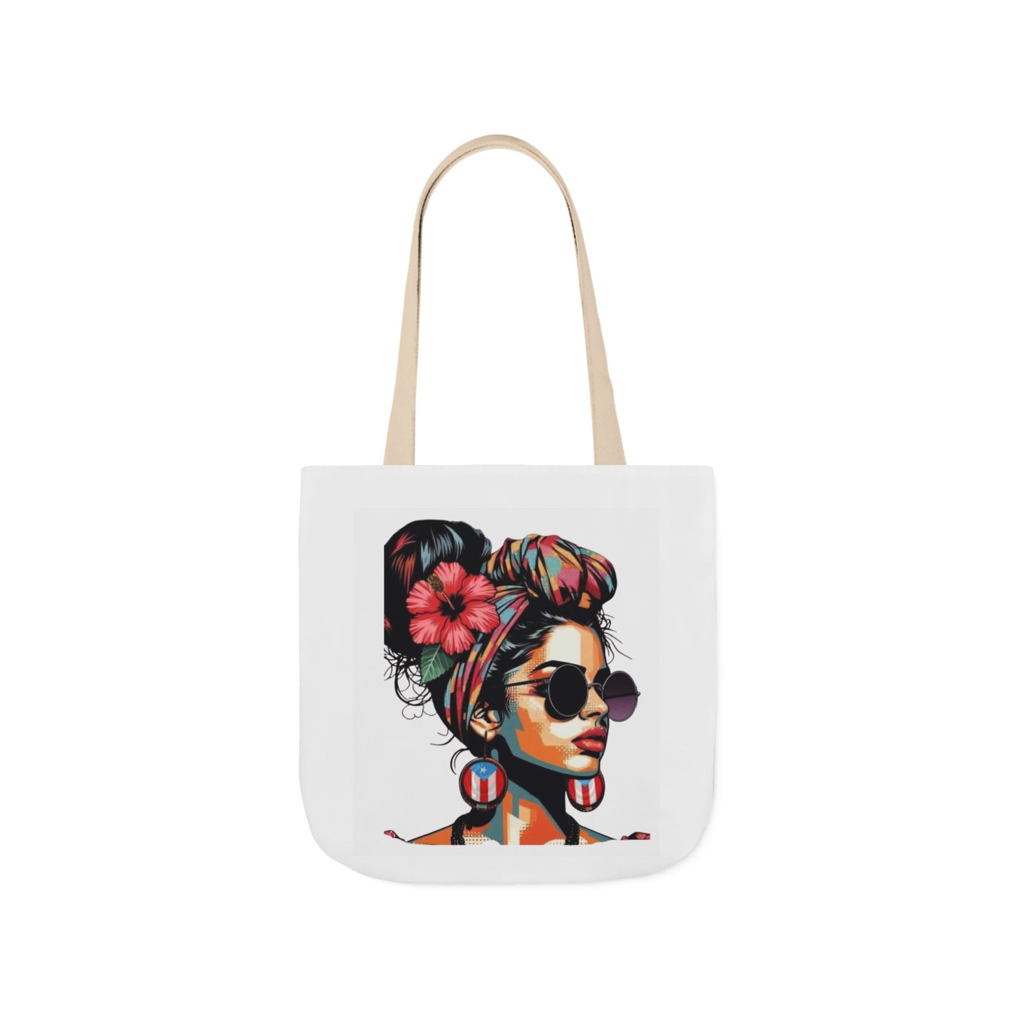 Carry Your Culture – Puerto Rican Pride in Every Step Chic Canvas Tote Bag - Stylish Floral Portrait, Trendy Beach Carryall, Mother's Day Gift, Everyday Shopper, Art Lovers Essential