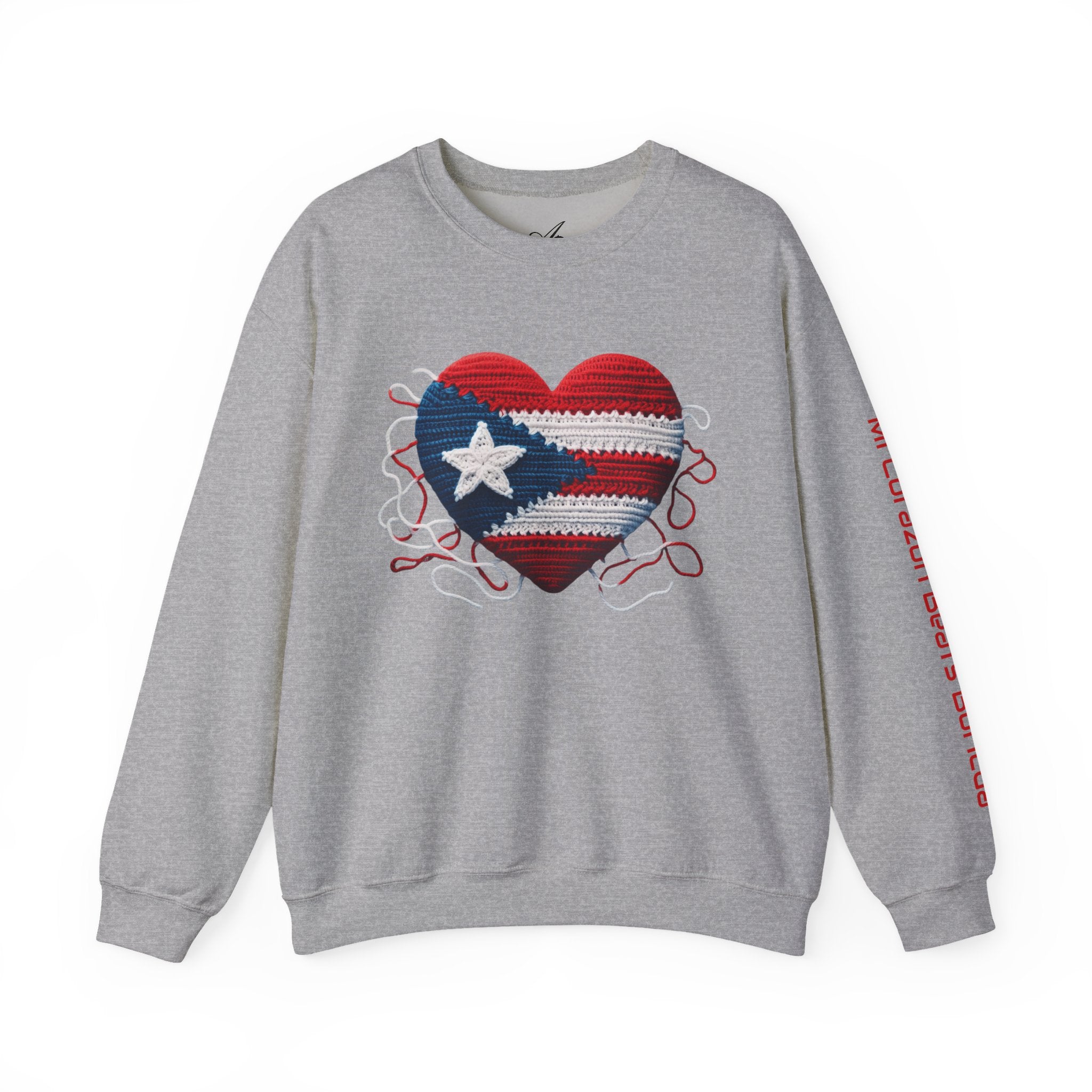 Puerto Rico Heart Crewneck Sweatshirt  Puerto Rican Flag Heart Knit Design