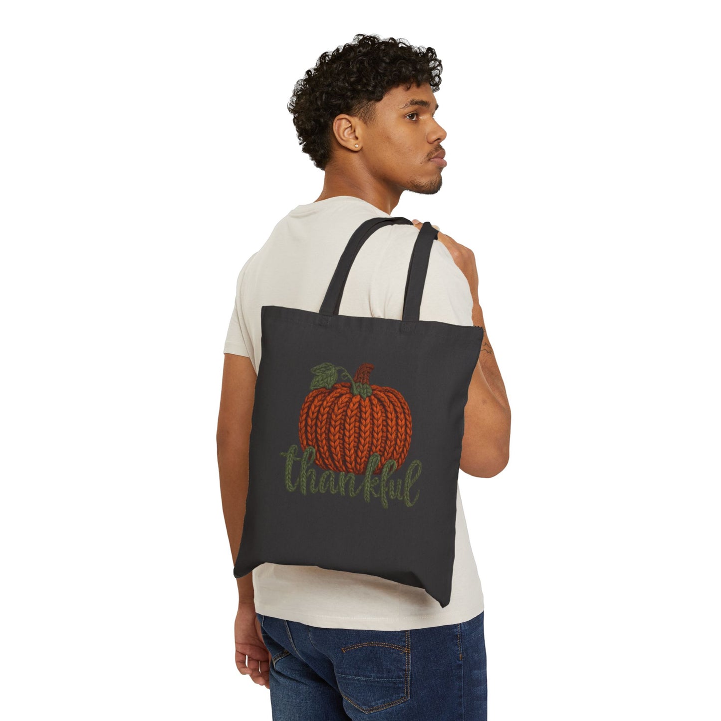 Thankful Pumpkin Tote Bag Christmas Tote Bag  Festive Holiday Design