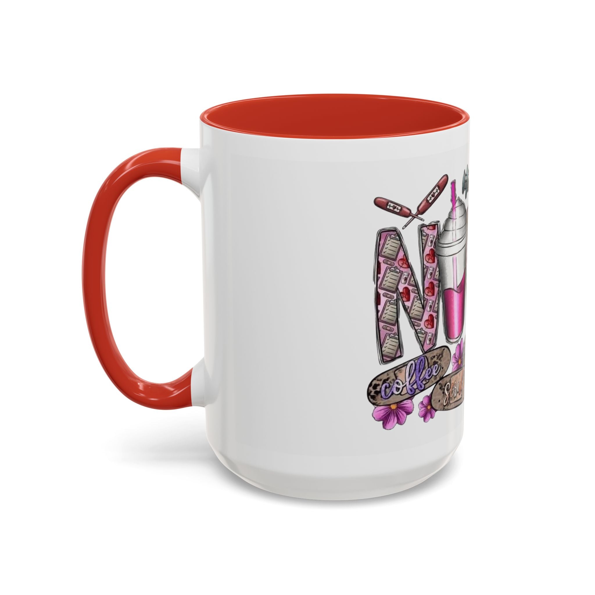 Nurse Love Coffee Mug  Cute Floral Medical Stethoscope & Syringe Design (11/15oz) Medical Christmas Mug