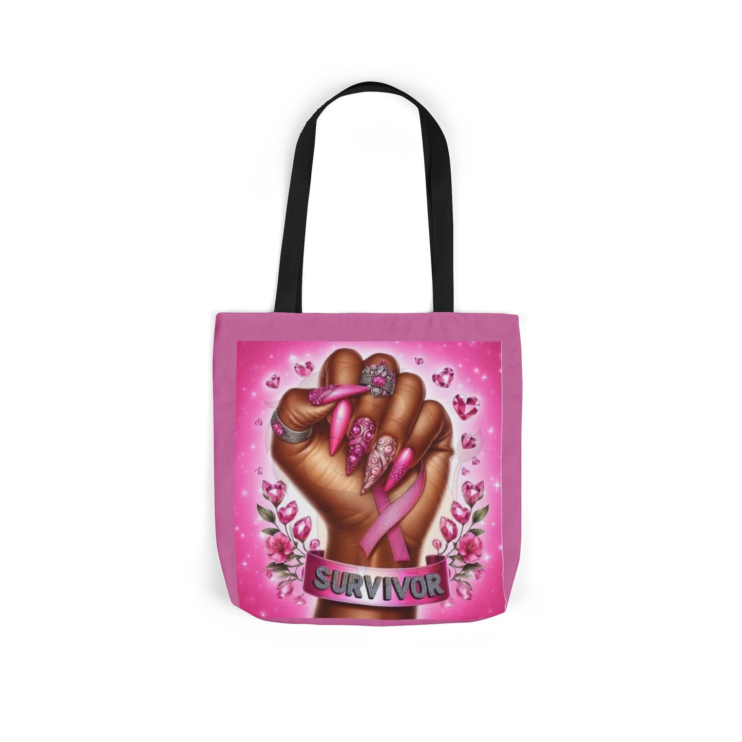 Breast Cancer Survivor Tote Bag  Pink Ribbon Empowerment Canvas Tote