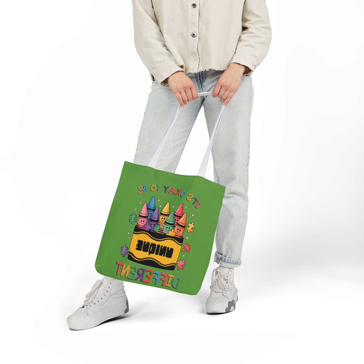 Autism Awareness & Pride Collection Unique Canvas Tote Bag with Colorful Castle Design