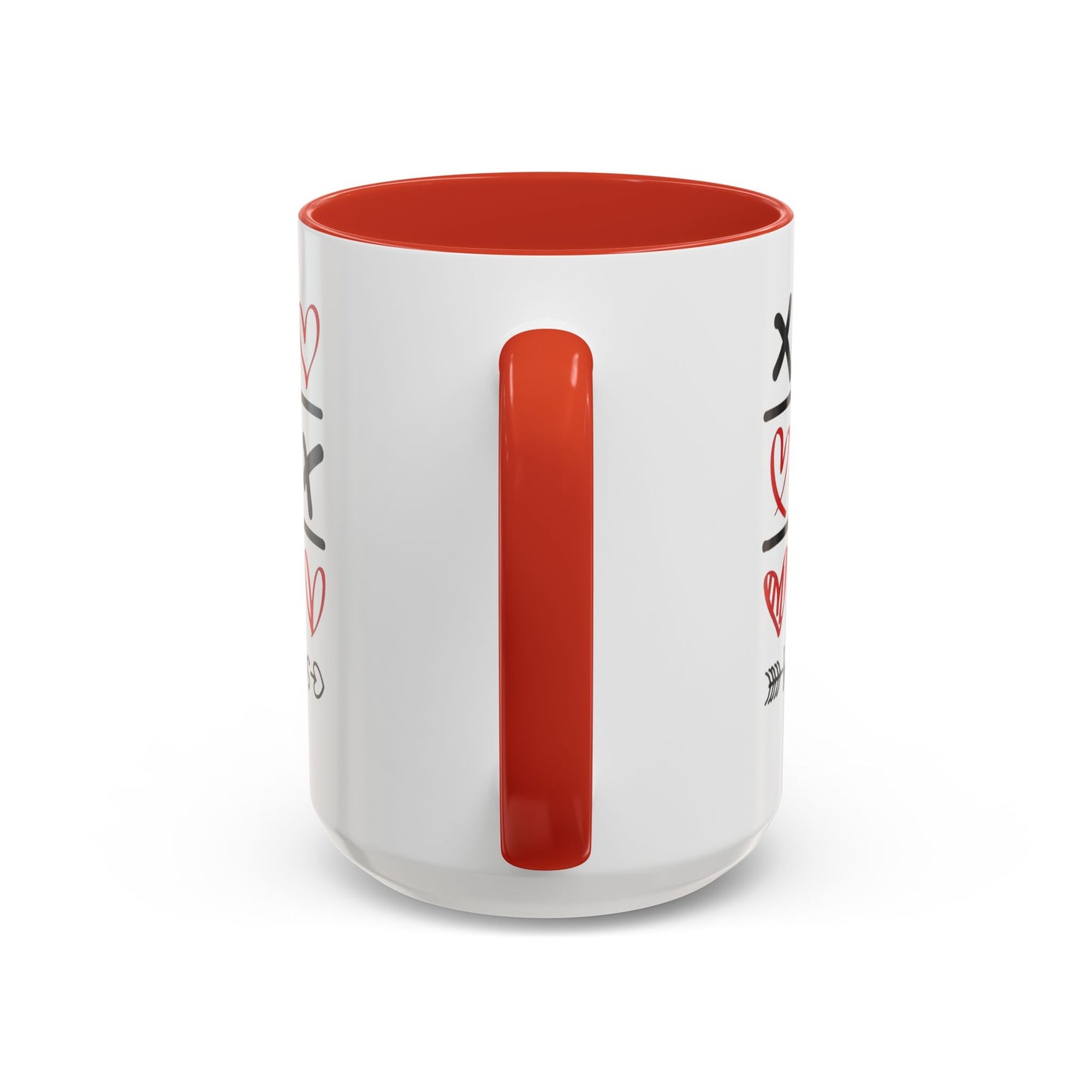 Love Wins Tic-Tac-Toe Heart Accent Coffee Mug — Romantic Valentine 11/15oz