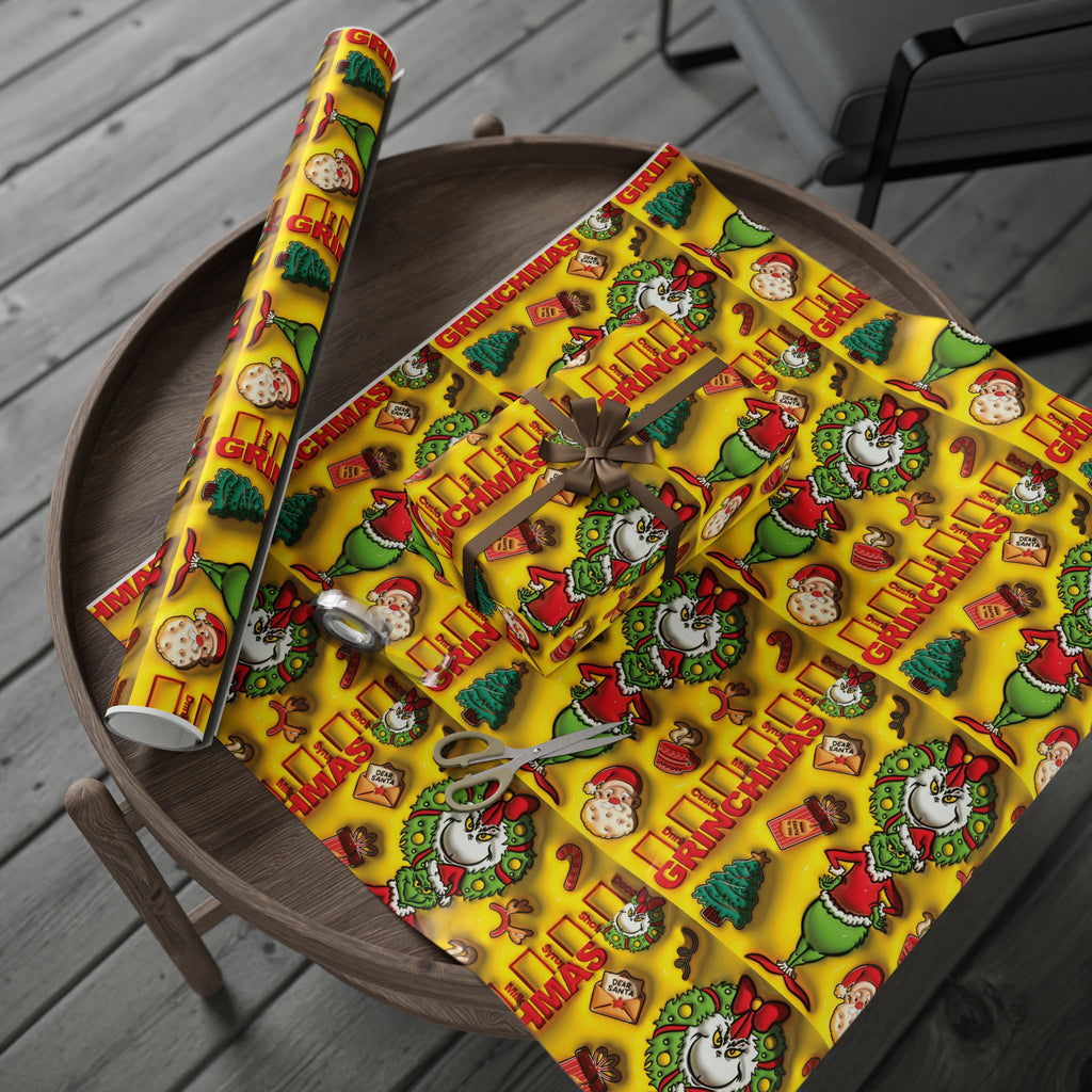 Christmas Wrapping Paper Roll – Retro Santa & Tree Holiday Gift Wrap Festive Wrapping Paper